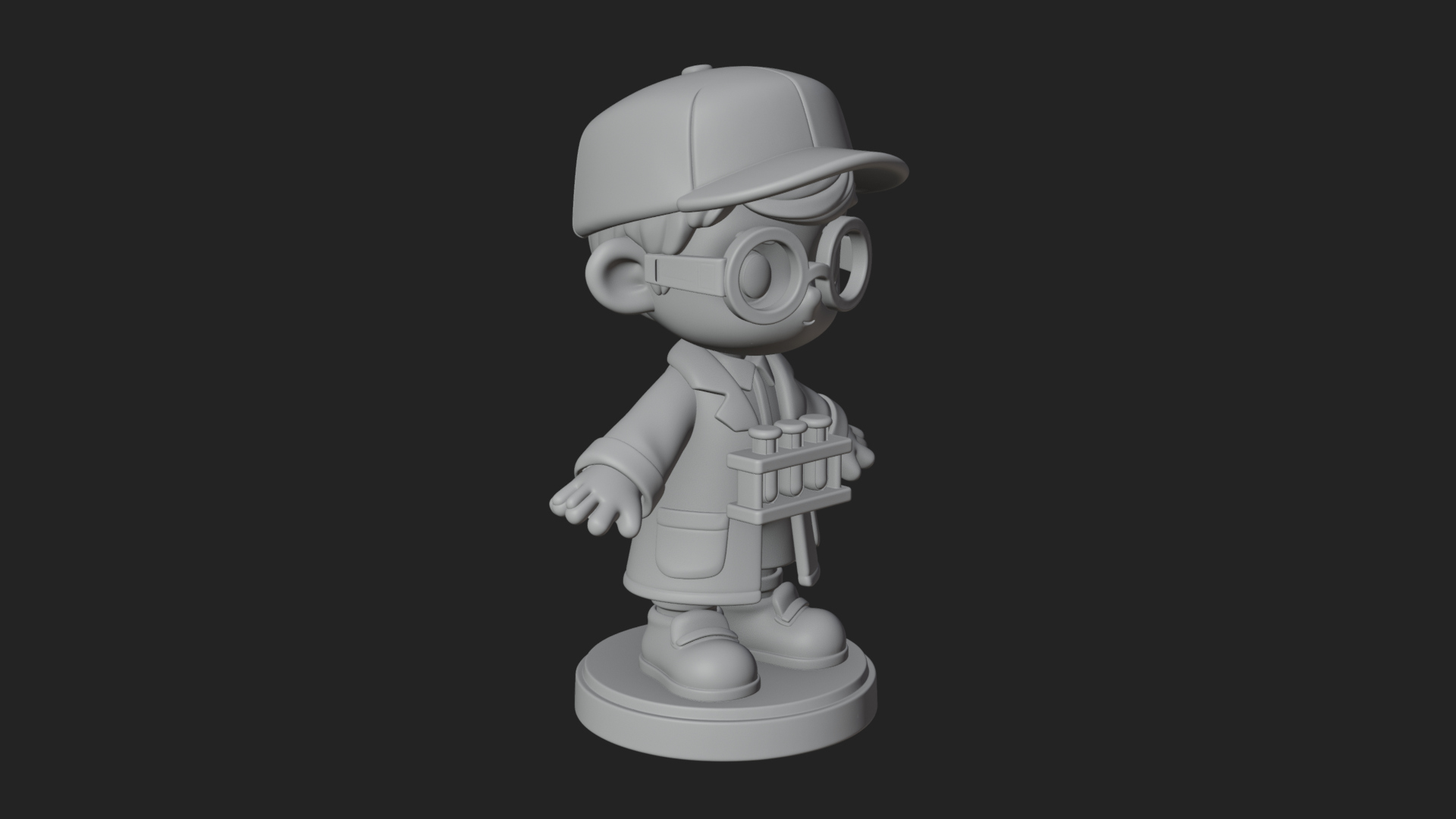 Chibi Lab Boy With Test Tubes Statue Design 3 3D Print Model 3D Model