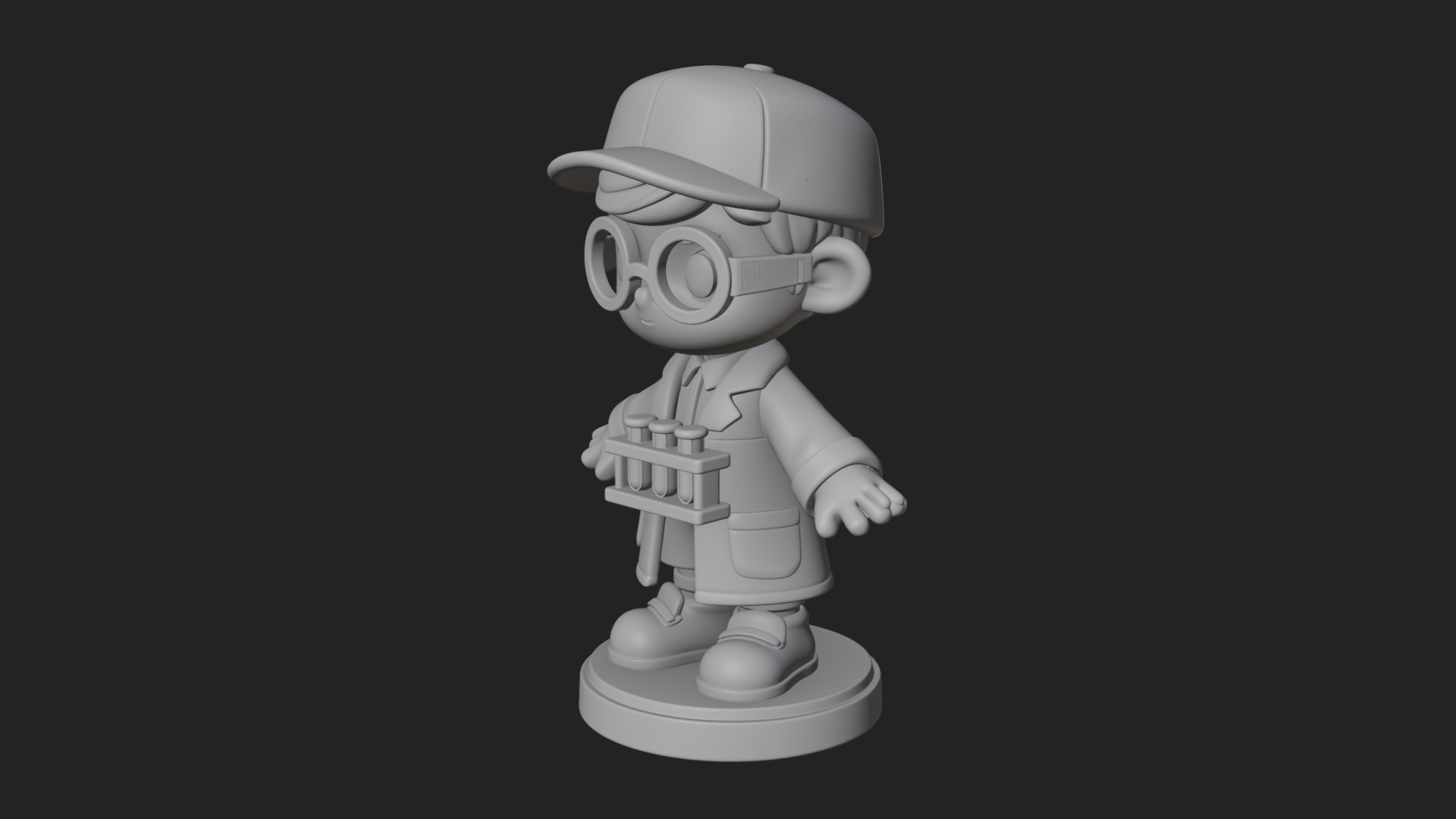 Chibi Lab Boy With Test Tubes Statue Design 3 3D Print Model 3D Model