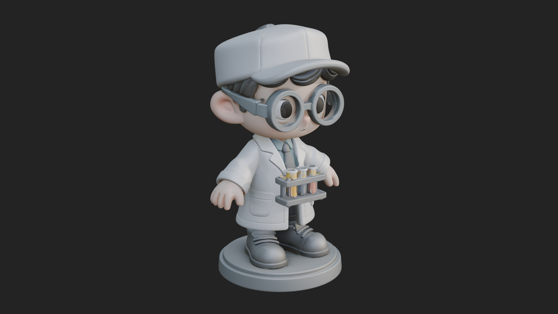 Chibi Lab Boy With Test Tubes Statue Design 4 3D Print Model 3D Model