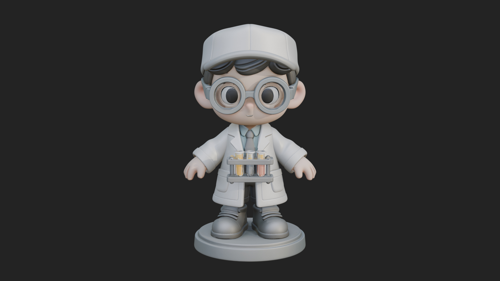 Chibi Lab Boy With Test Tubes Statue Design 4 3D Print Model 3D Model