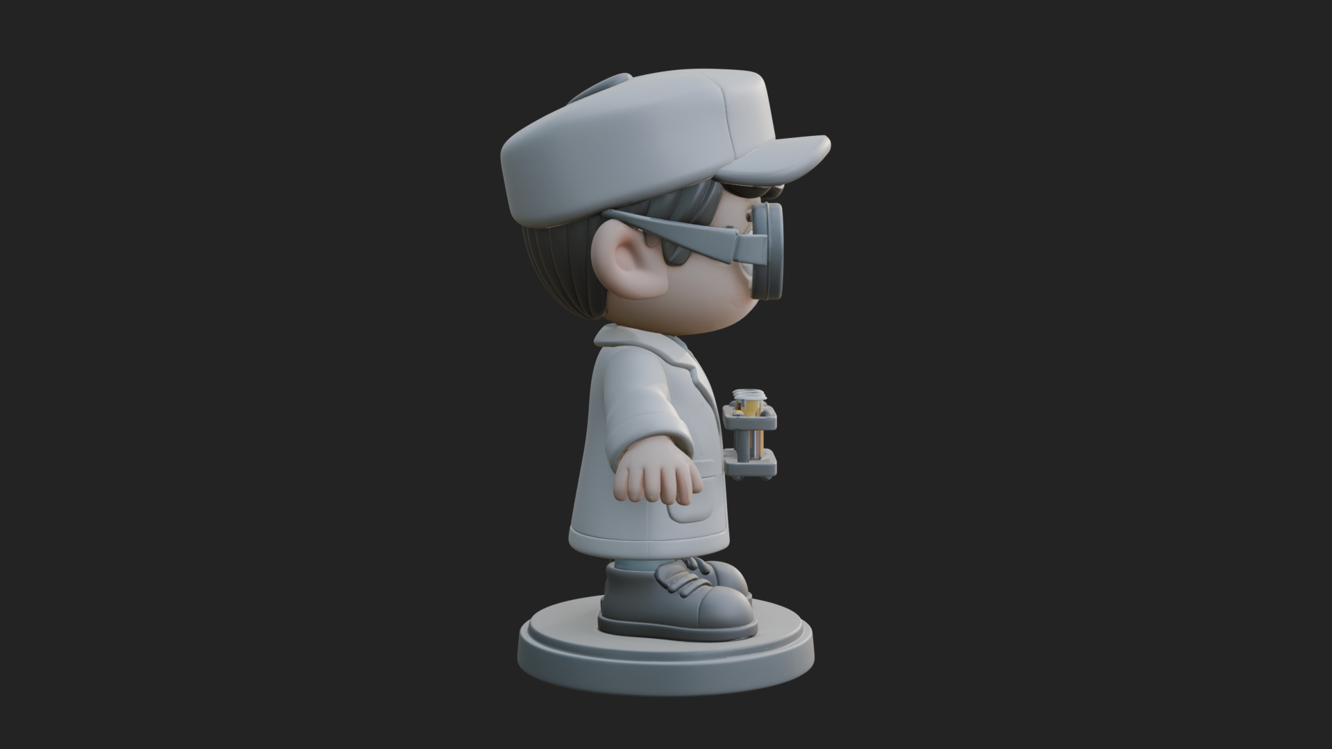 Chibi Lab Boy With Test Tubes Statue Design 4 3D Print Model 3D Model