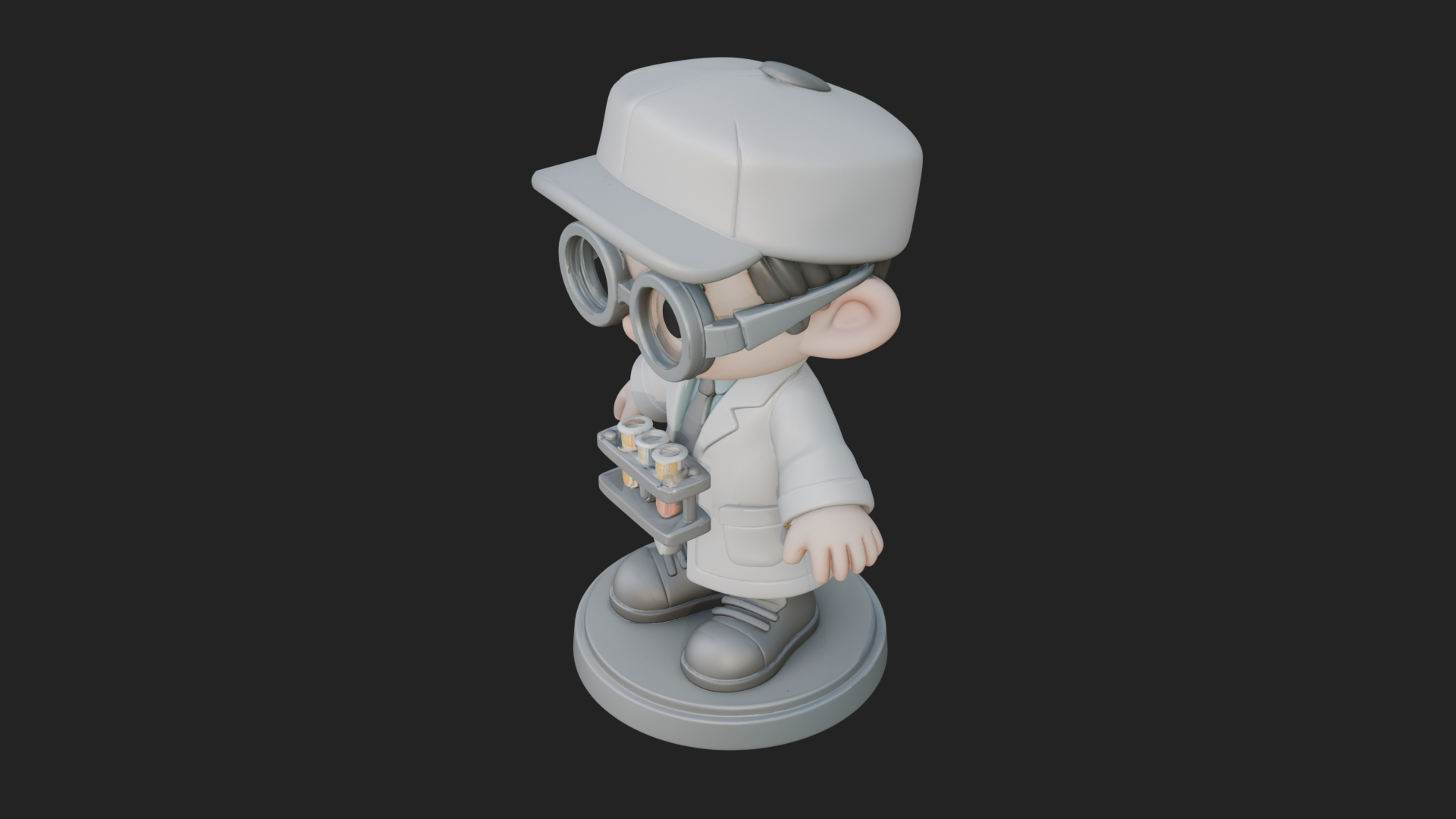 Chibi Lab Boy With Test Tubes Statue Design 4 3D Print Model 3D Model