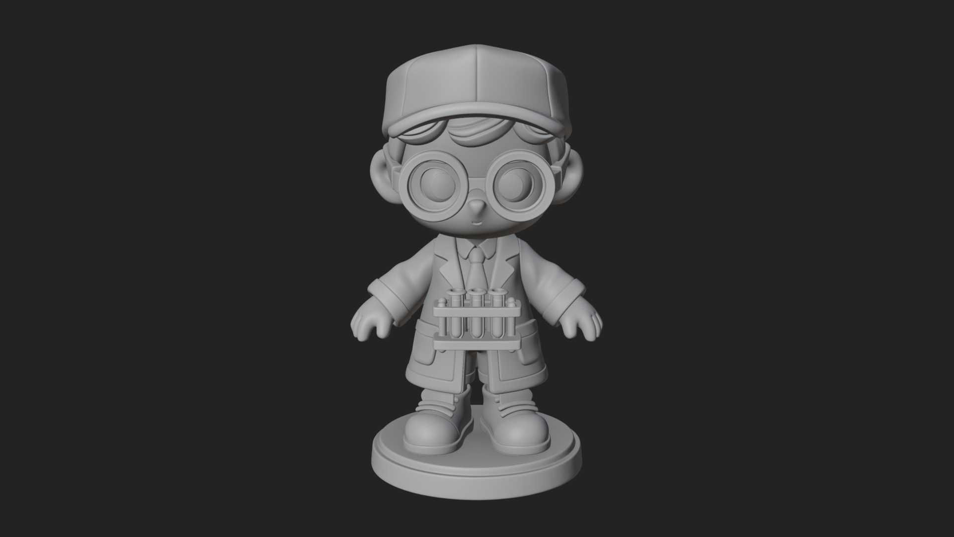 Chibi Lab Boy With Test Tubes Statue Design 4 3D Print Model 3D Model