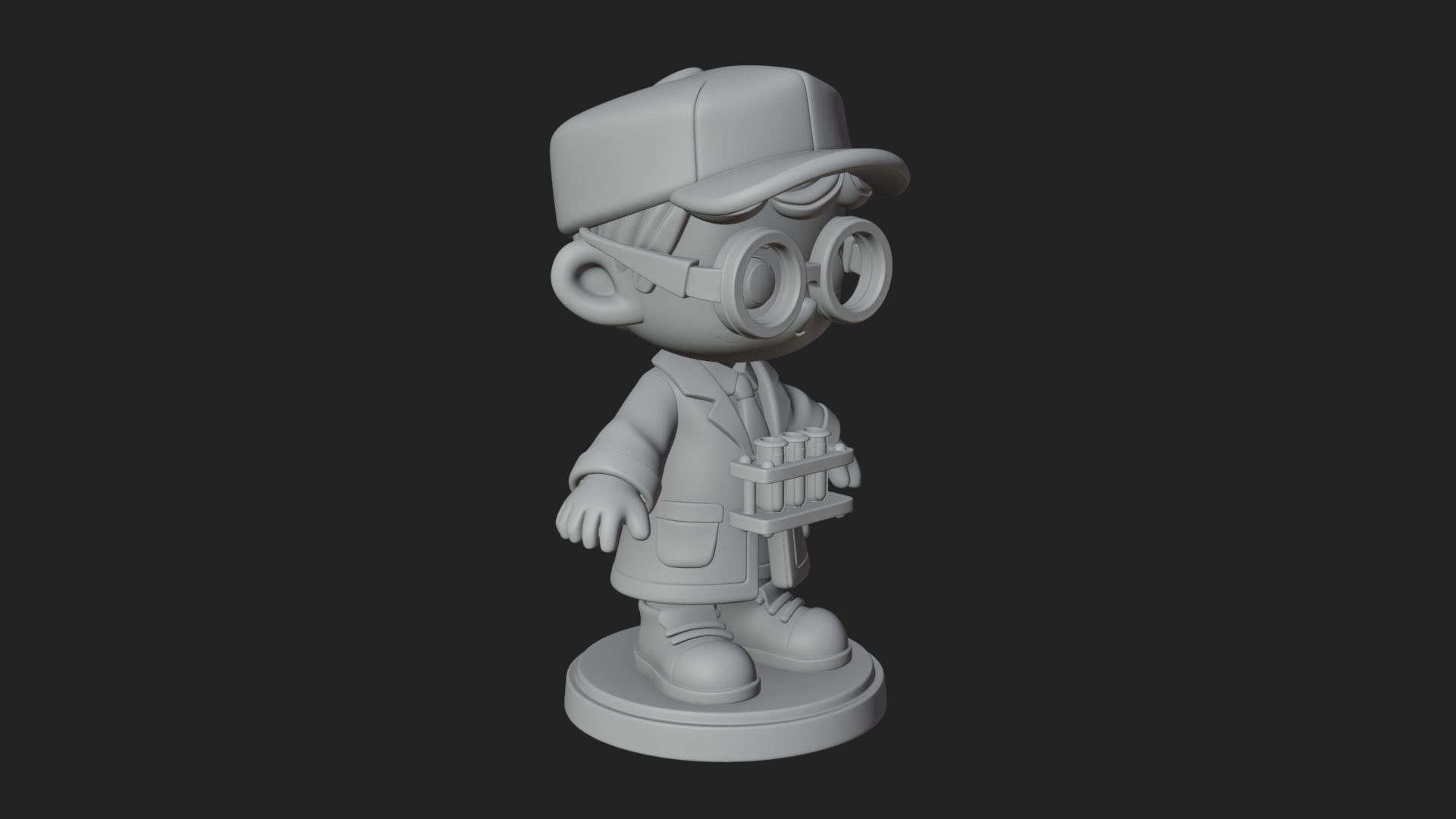 Chibi Lab Boy With Test Tubes Statue Design 4 3D Print Model 3D Model