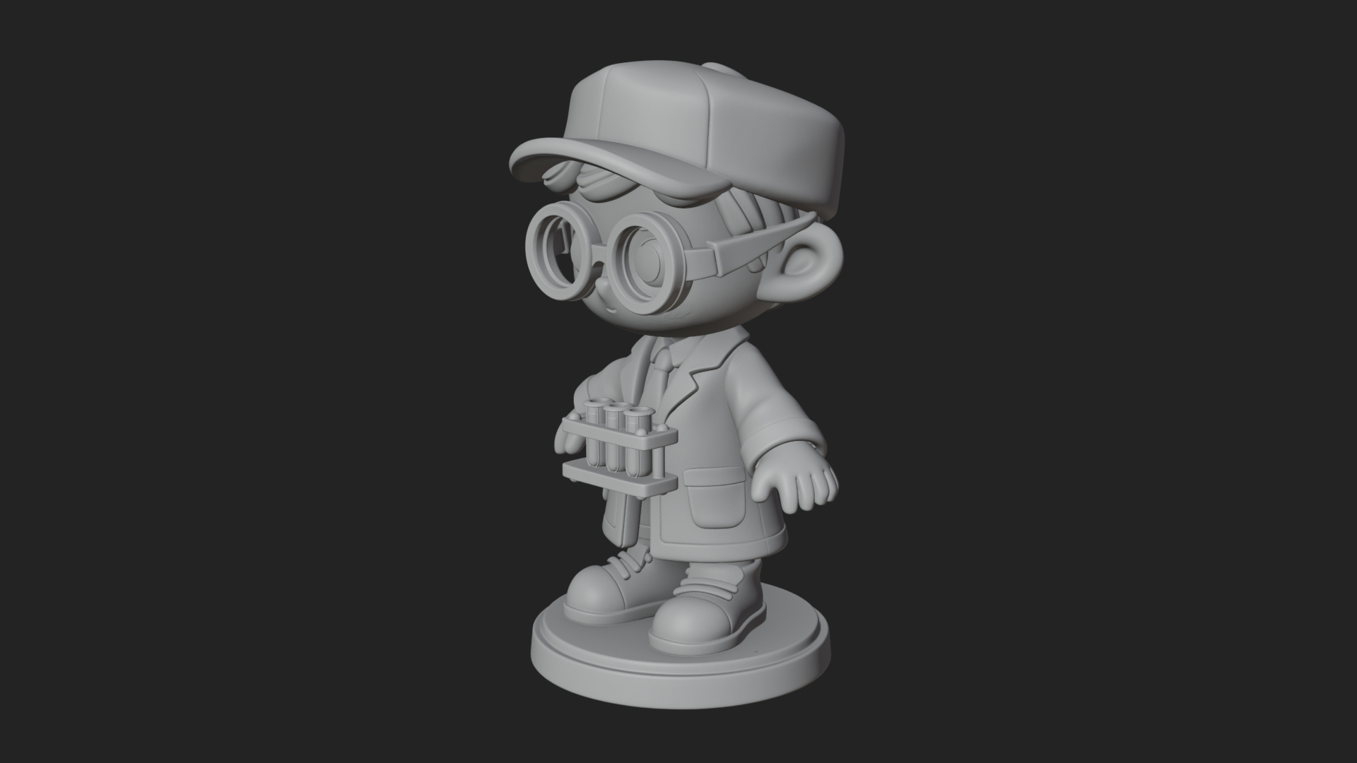 Chibi Lab Boy With Test Tubes Statue Design 4 3D Print Model 3D Model