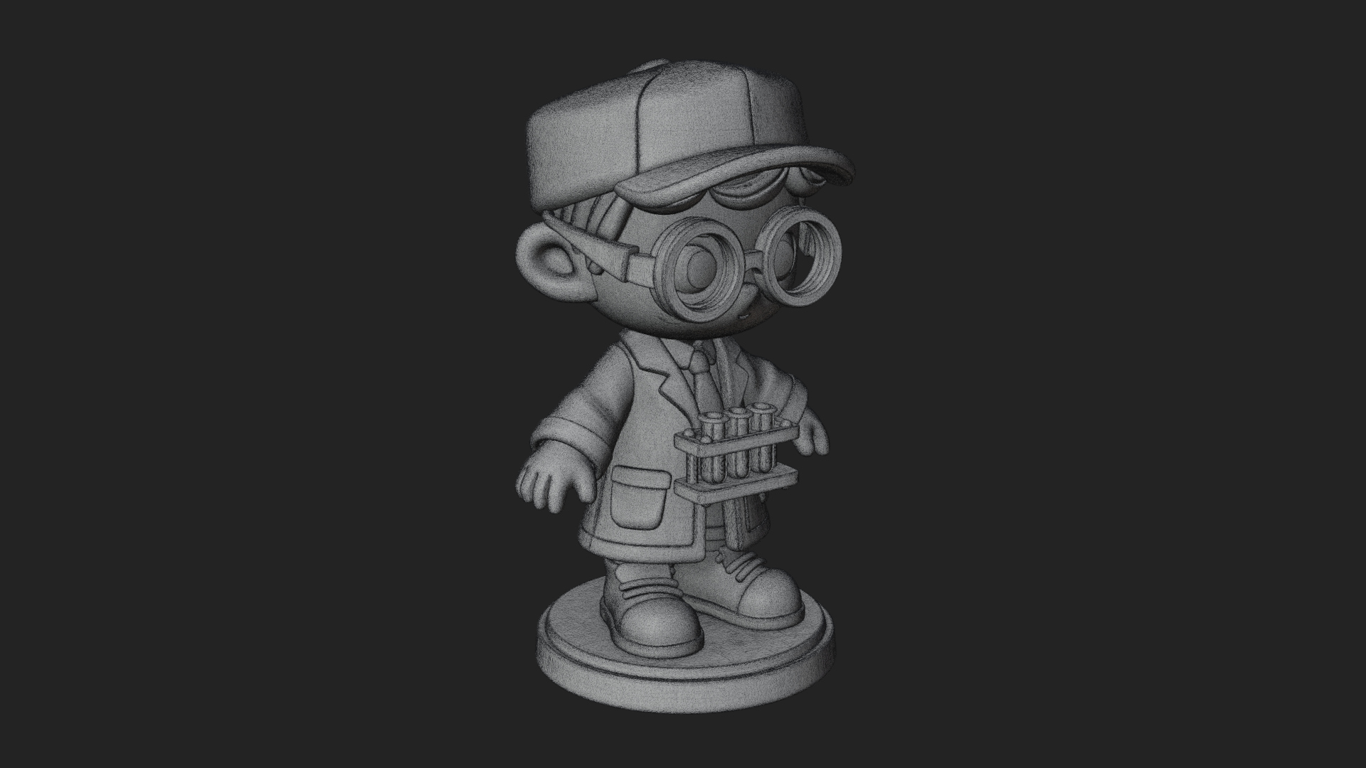 Chibi Lab Boy With Test Tubes Statue Design 4 3D Print Model 3D Model