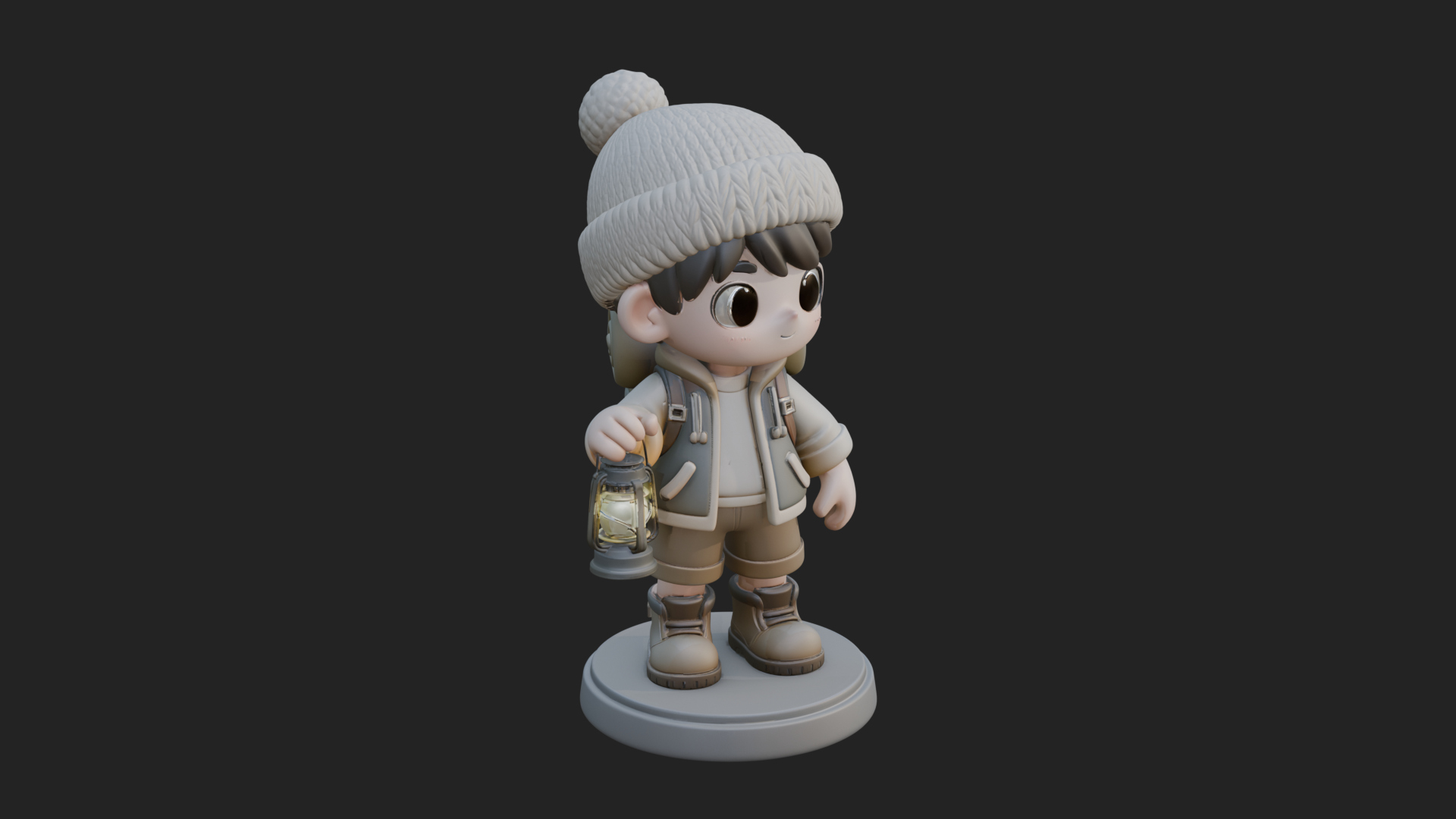 Chibi Lantern Hiker Statue Design 1 3D Print Model 3D Model