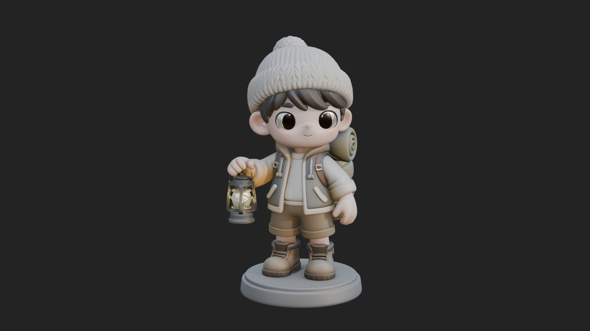 Chibi Lantern Hiker Statue Design 1 3D Print Model 3D Model