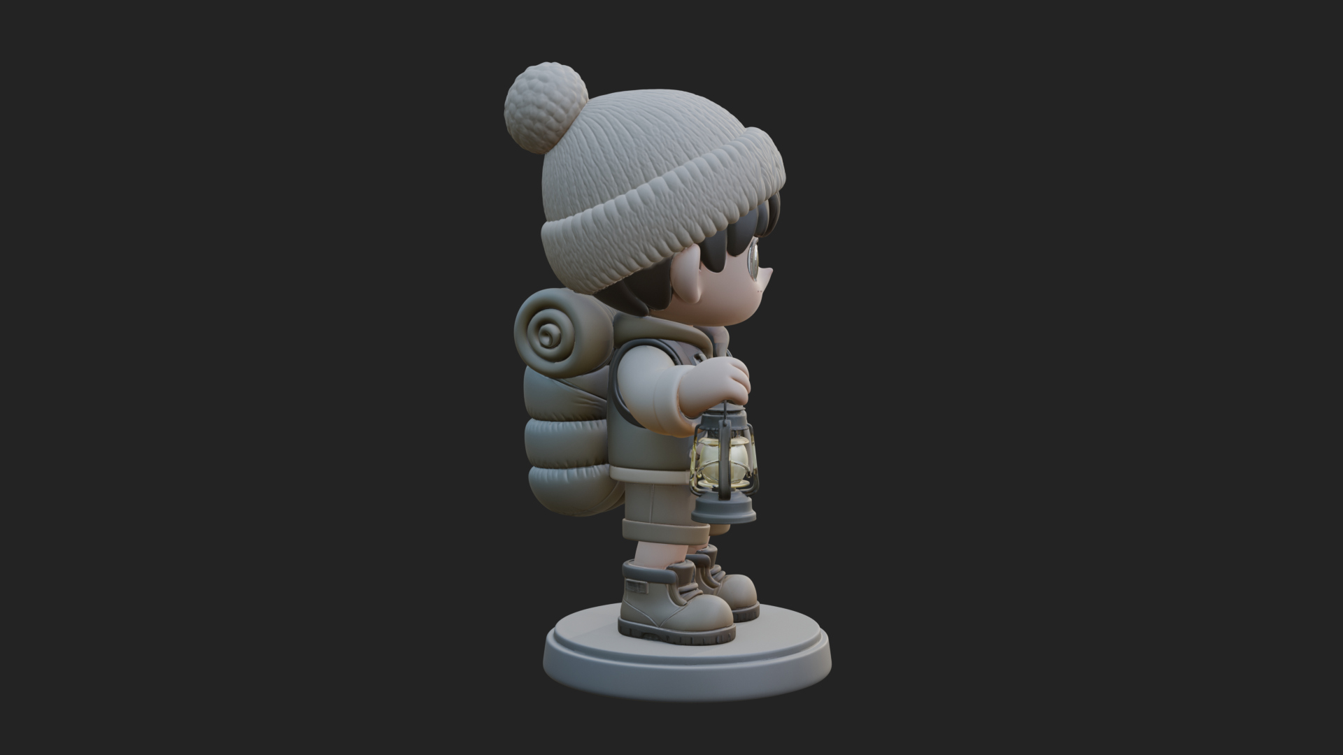 Chibi Lantern Hiker Statue Design 1 3D Print Model 3D Model