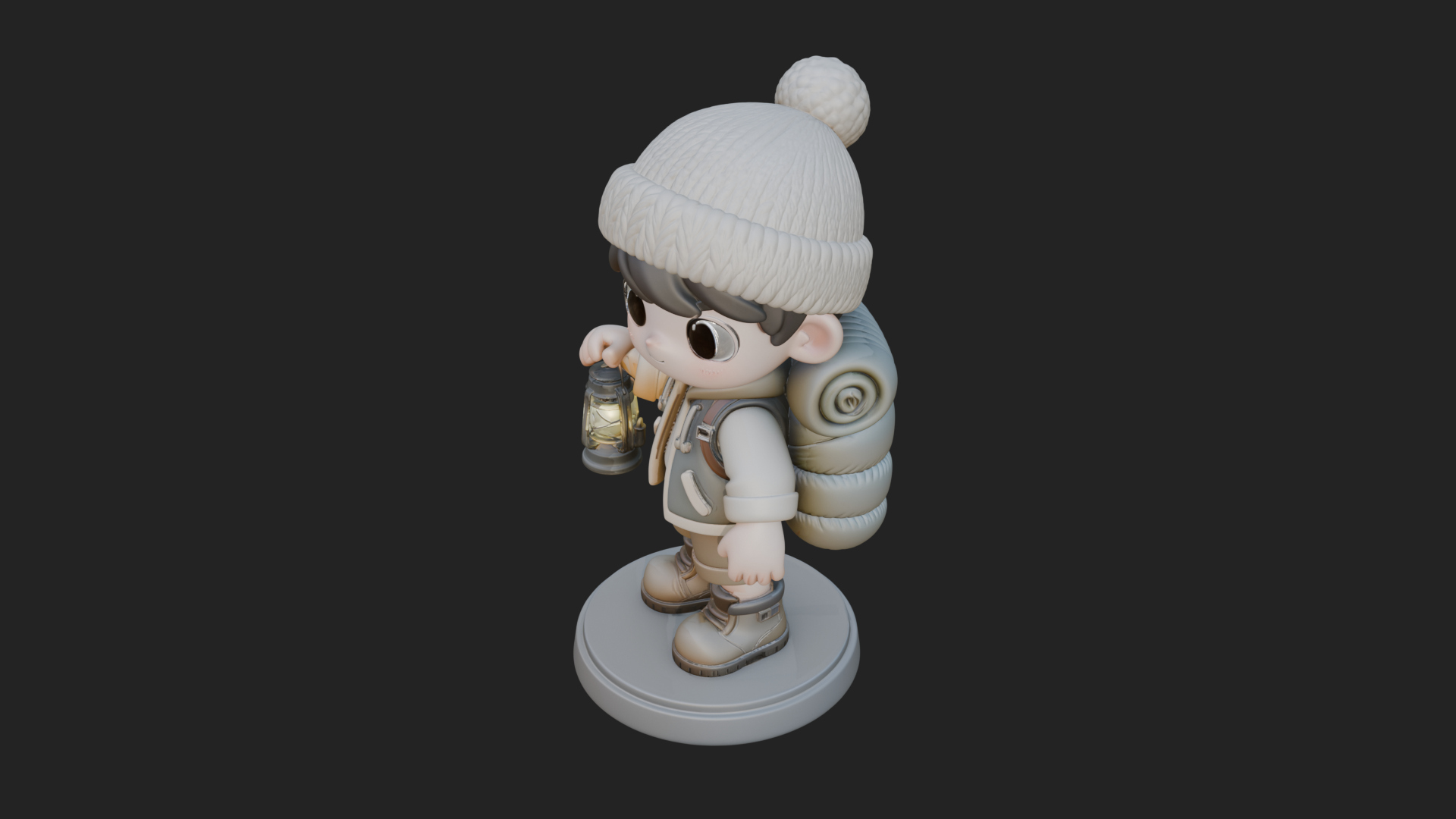 Chibi Lantern Hiker Statue Design 1 3D Print Model 3D Model
