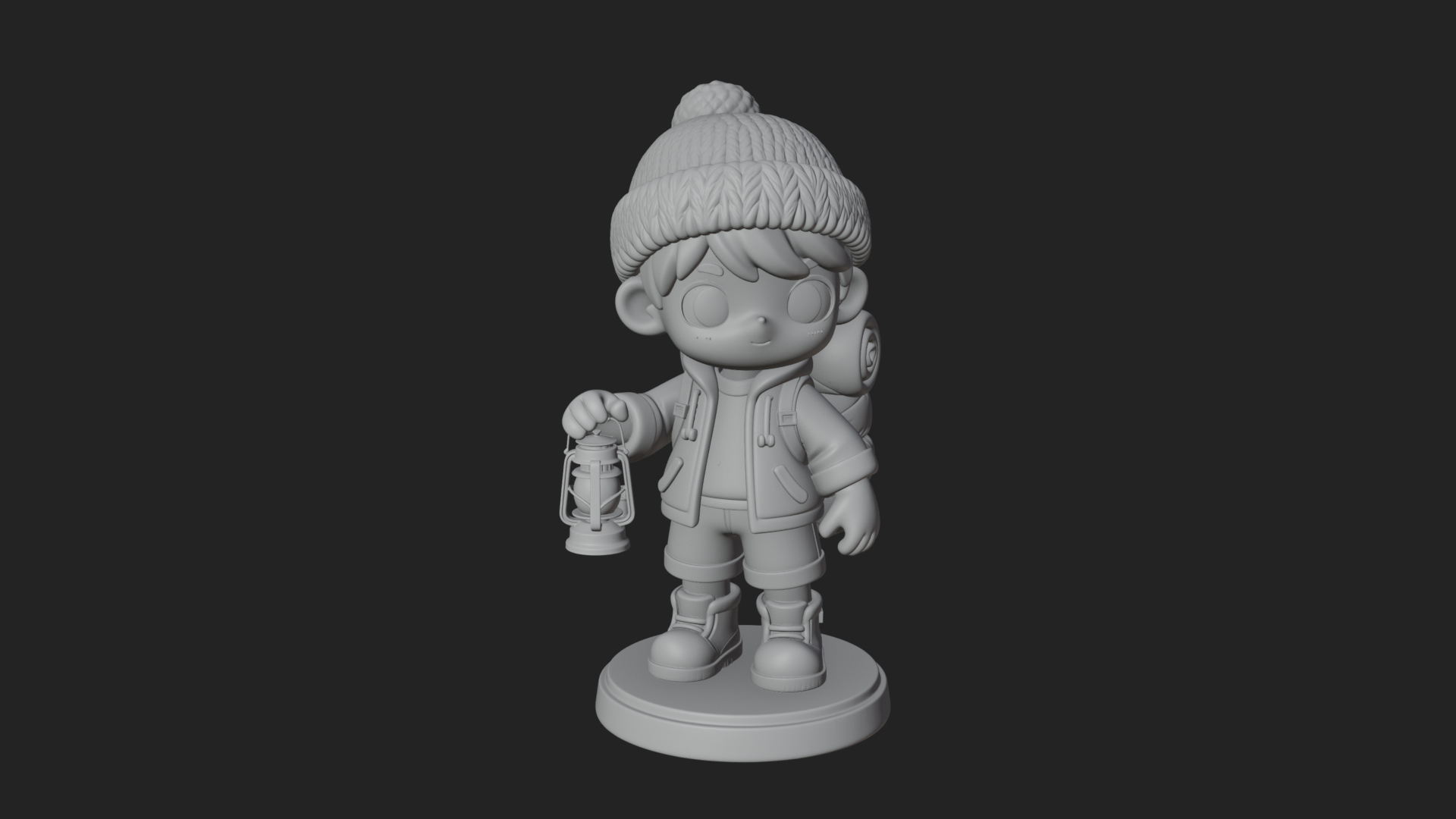 Chibi Lantern Hiker Statue Design 1 3D Print Model 3D Model