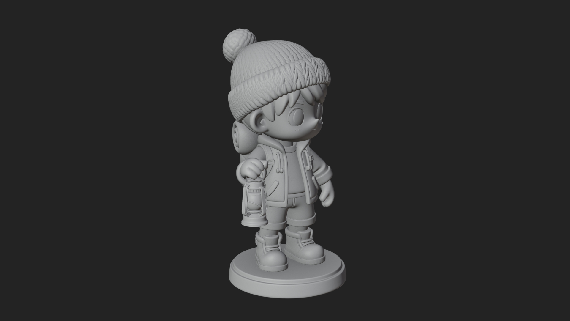Chibi Lantern Hiker Statue Design 1 3D Print Model 3D Model