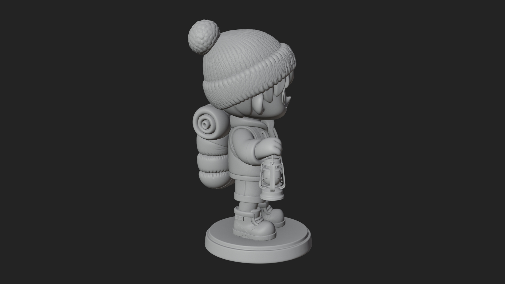 Chibi Lantern Hiker Statue Design 1 3D Print Model 3D Model