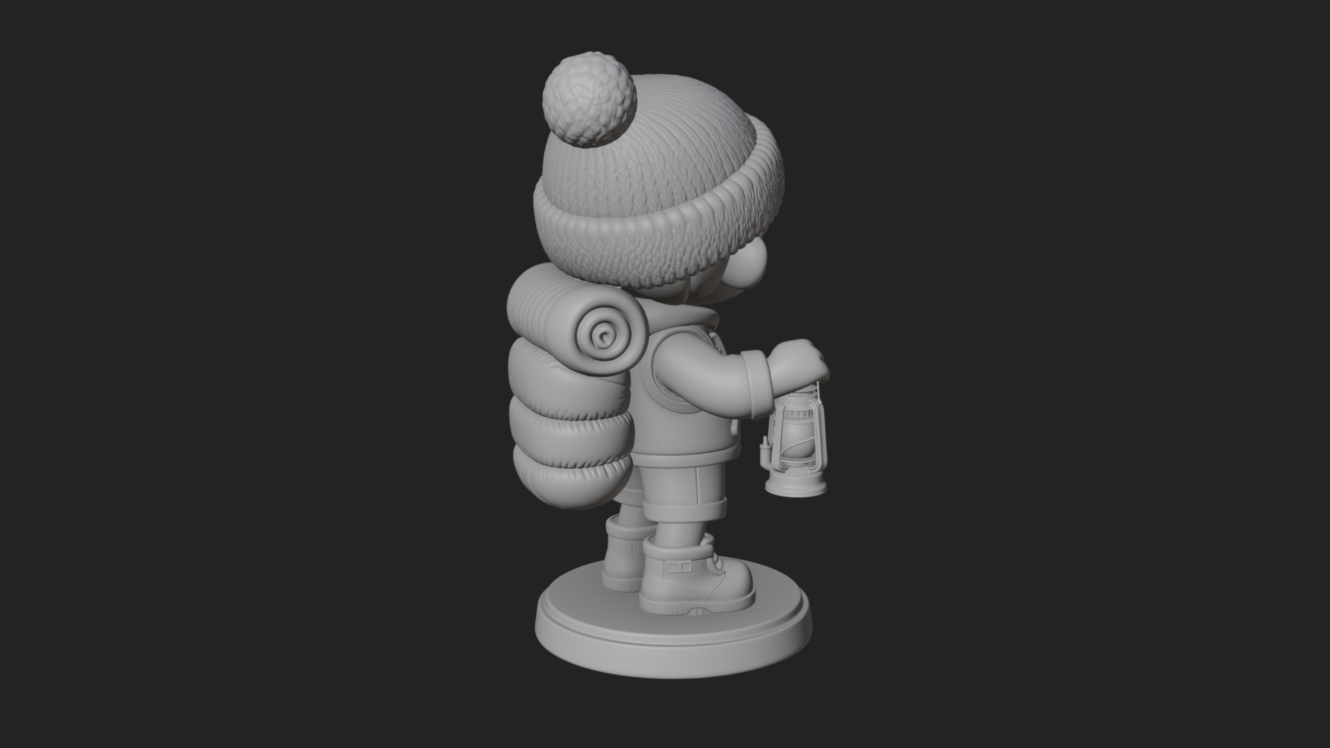 Chibi Lantern Hiker Statue Design 1 3D Print Model 3D Model