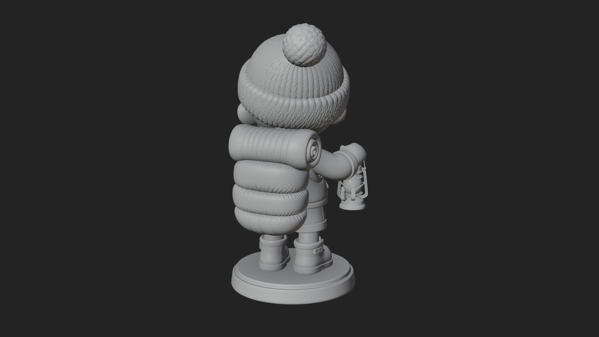 Chibi Lantern Hiker Statue Design 1 3D Print Model 3D Model