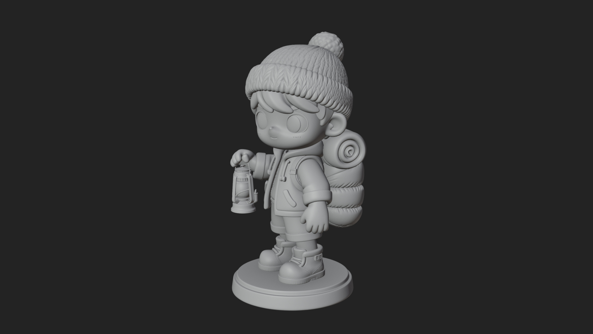 Chibi Lantern Hiker Statue Design 1 3D Print Model 3D Model