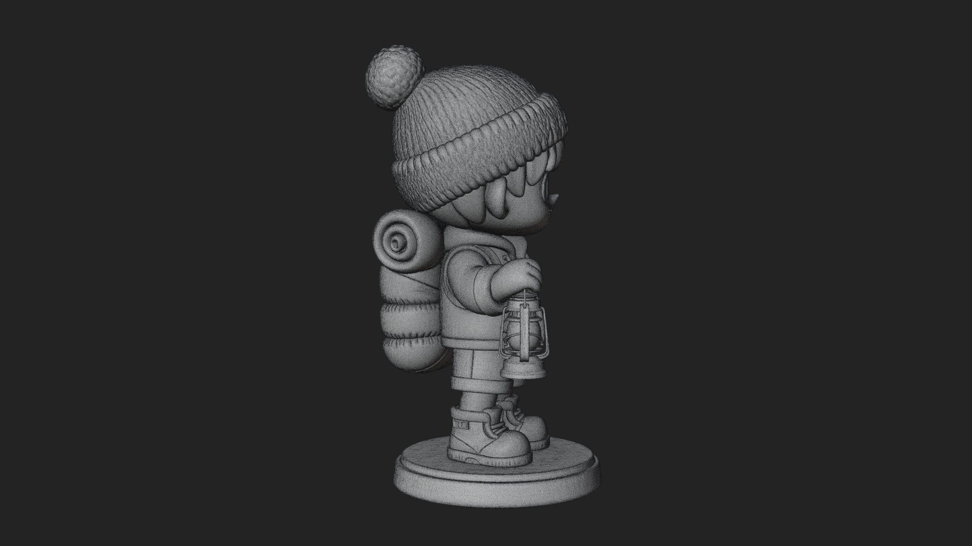 Chibi Lantern Hiker Statue Design 1 3D Print Model 3D Model
