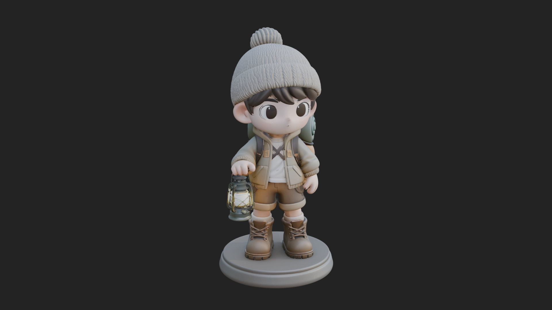 Chibi Lantern Hiker Statue Design 2 3D Print Model 3D Model