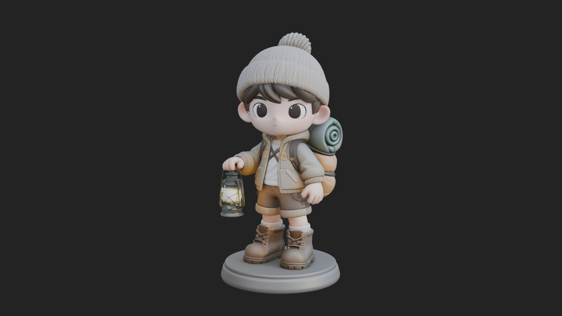 Chibi Lantern Hiker Statue Design 2 3D Print Model 3D Model