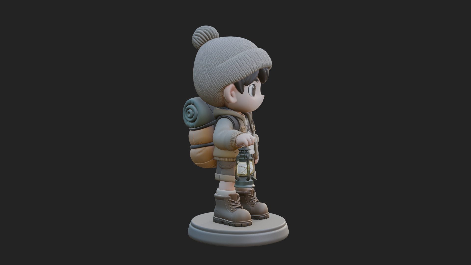 Chibi Lantern Hiker Statue Design 2 3D Print Model 3D Model