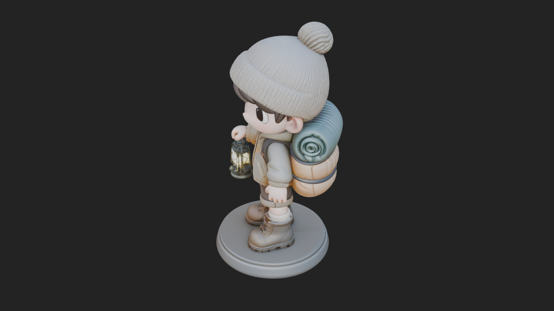 Chibi Lantern Hiker Statue Design 2 3D Print Model 3D Model