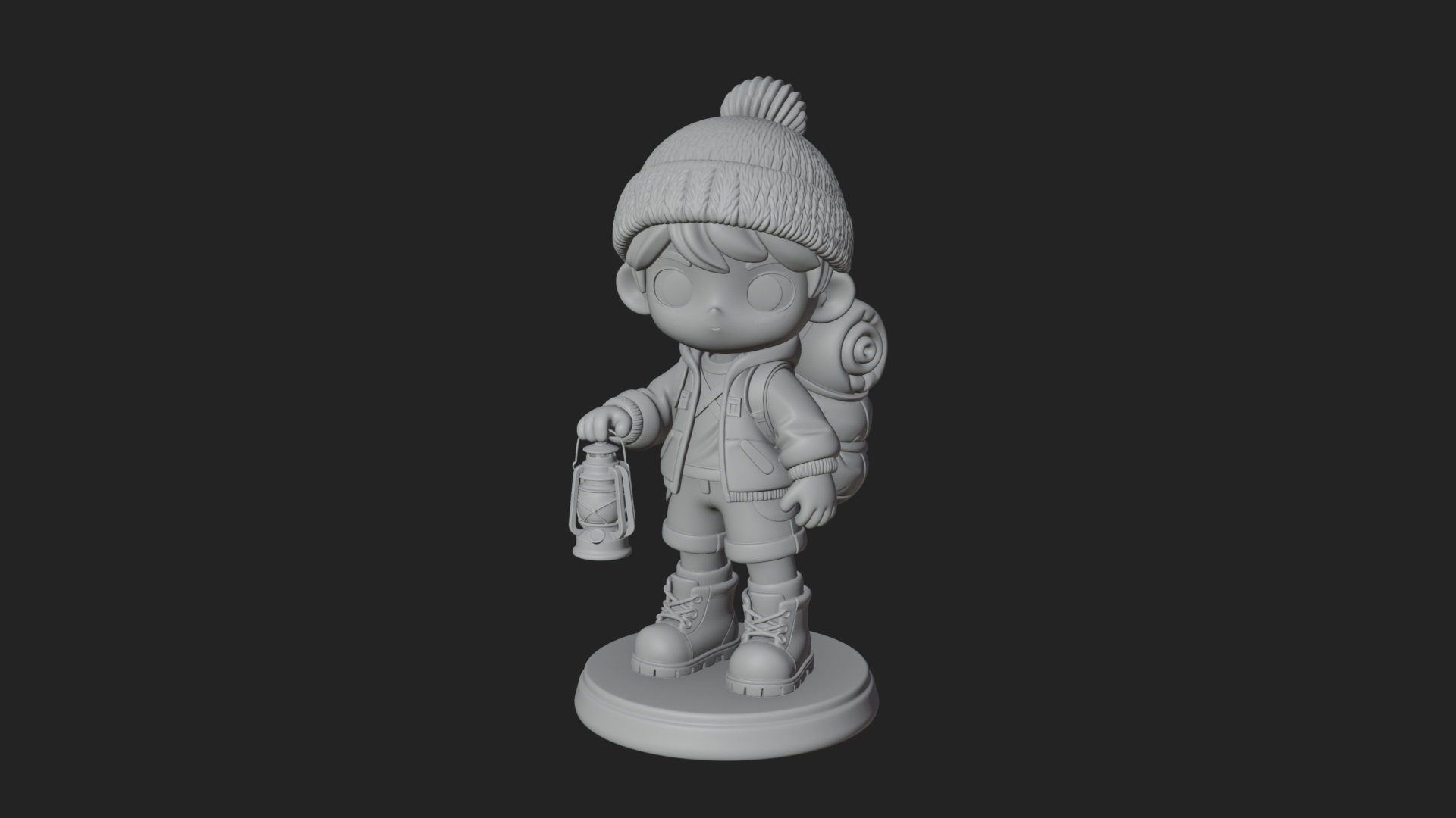 Chibi Lantern Hiker Statue Design 2 3D Print Model 3D Model