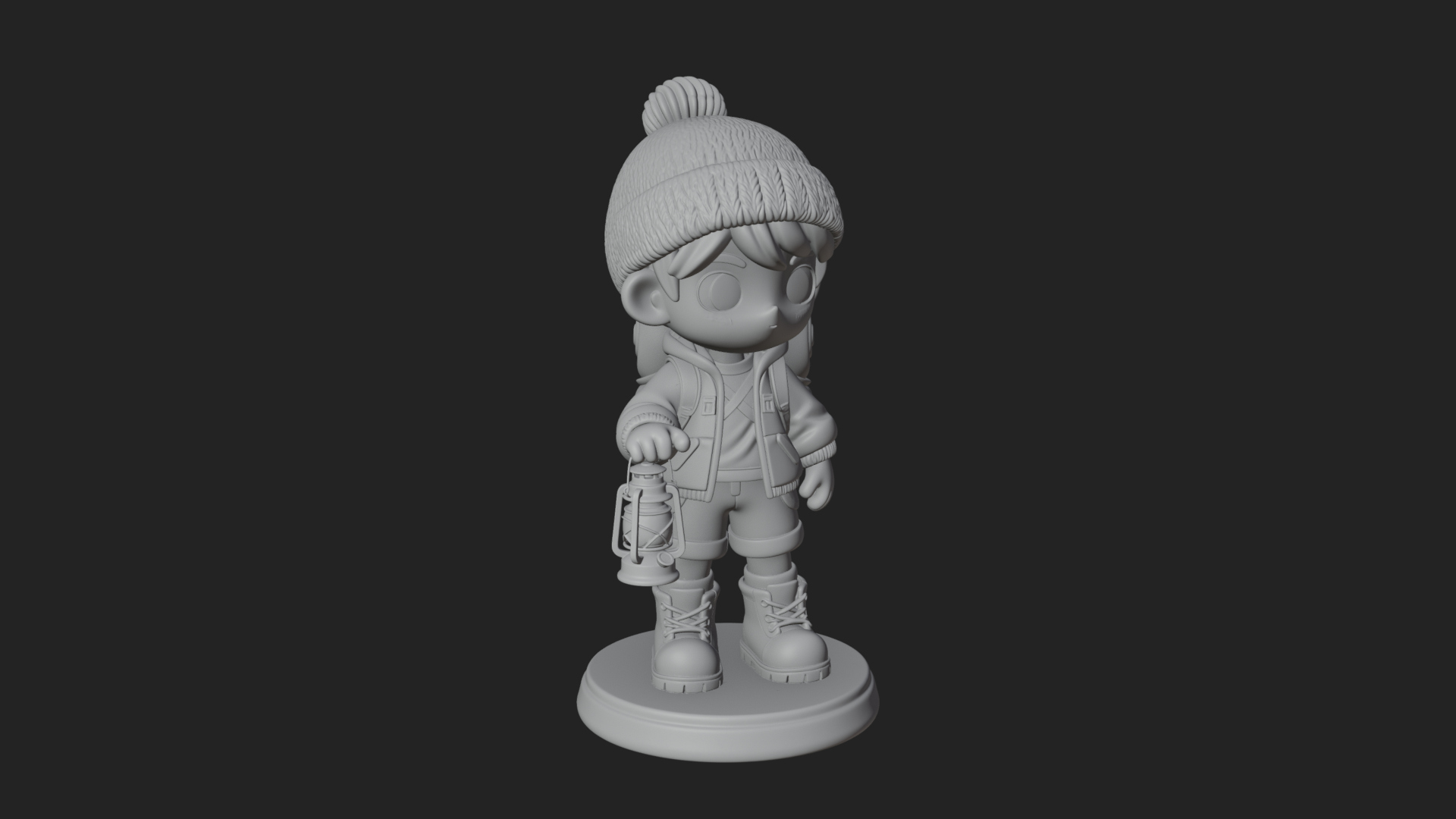 Chibi Lantern Hiker Statue Design 2 3D Print Model 3D Model