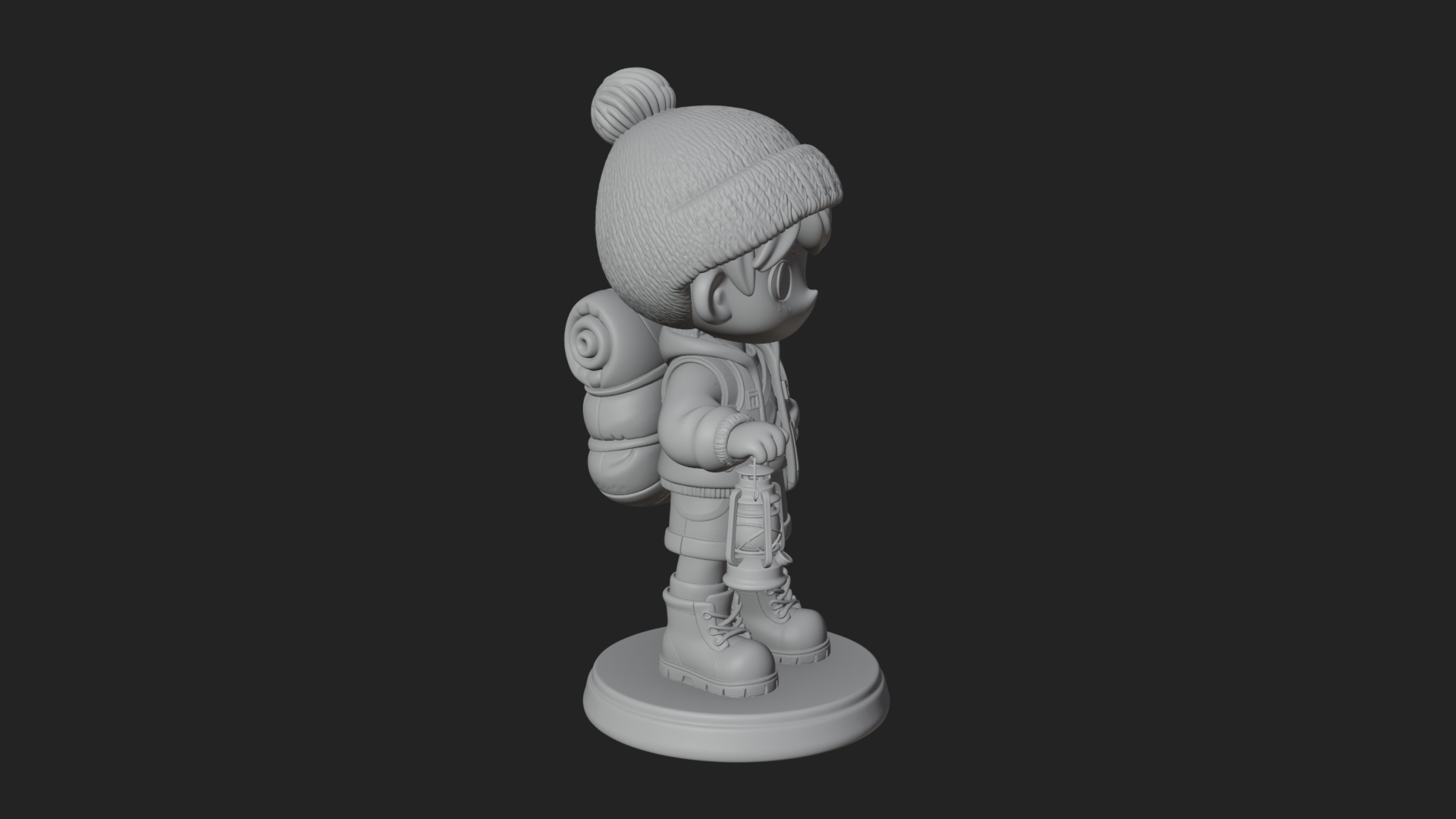 Chibi Lantern Hiker Statue Design 2 3D Print Model 3D Model