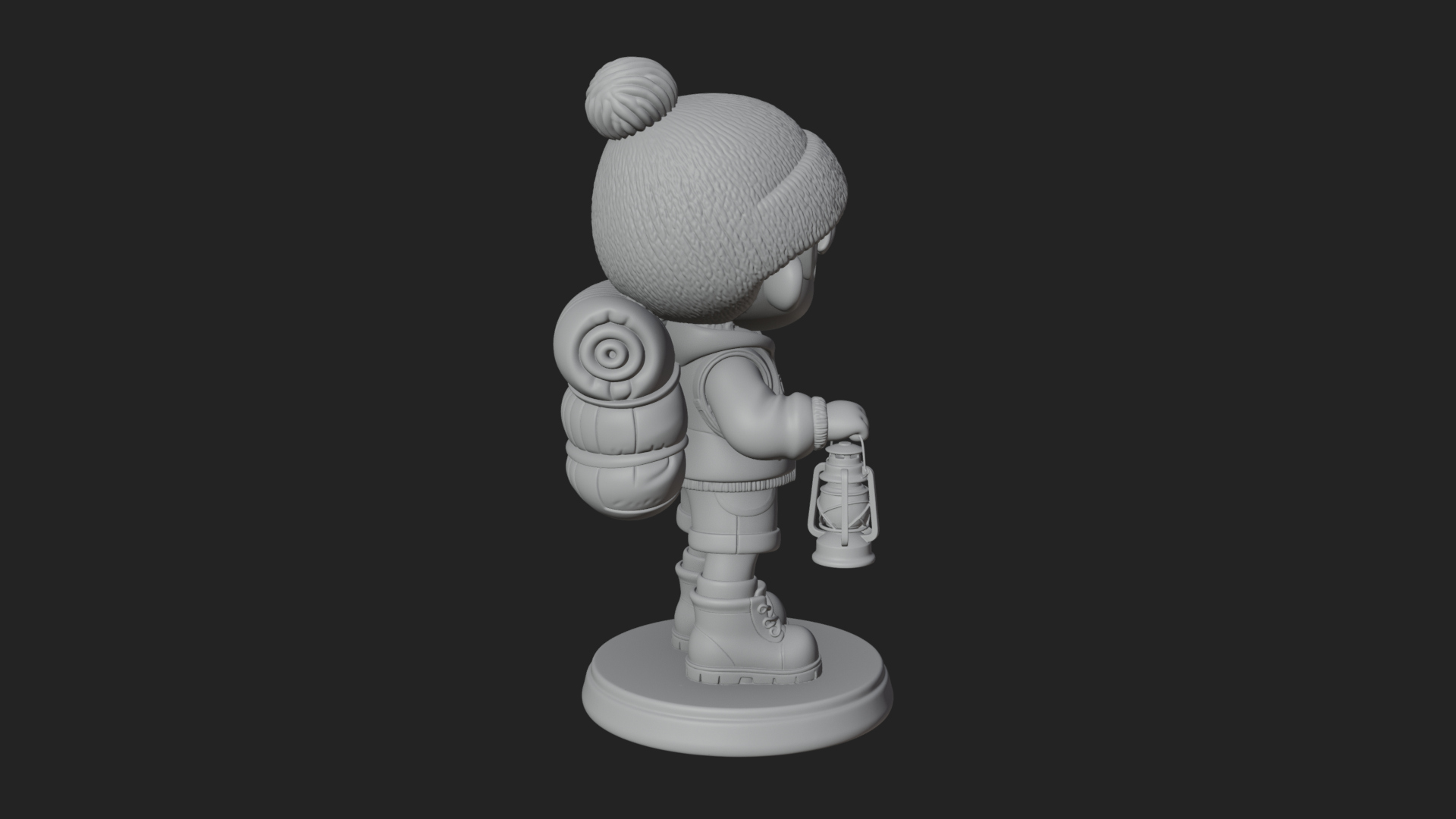 Chibi Lantern Hiker Statue Design 2 3D Print Model 3D Model