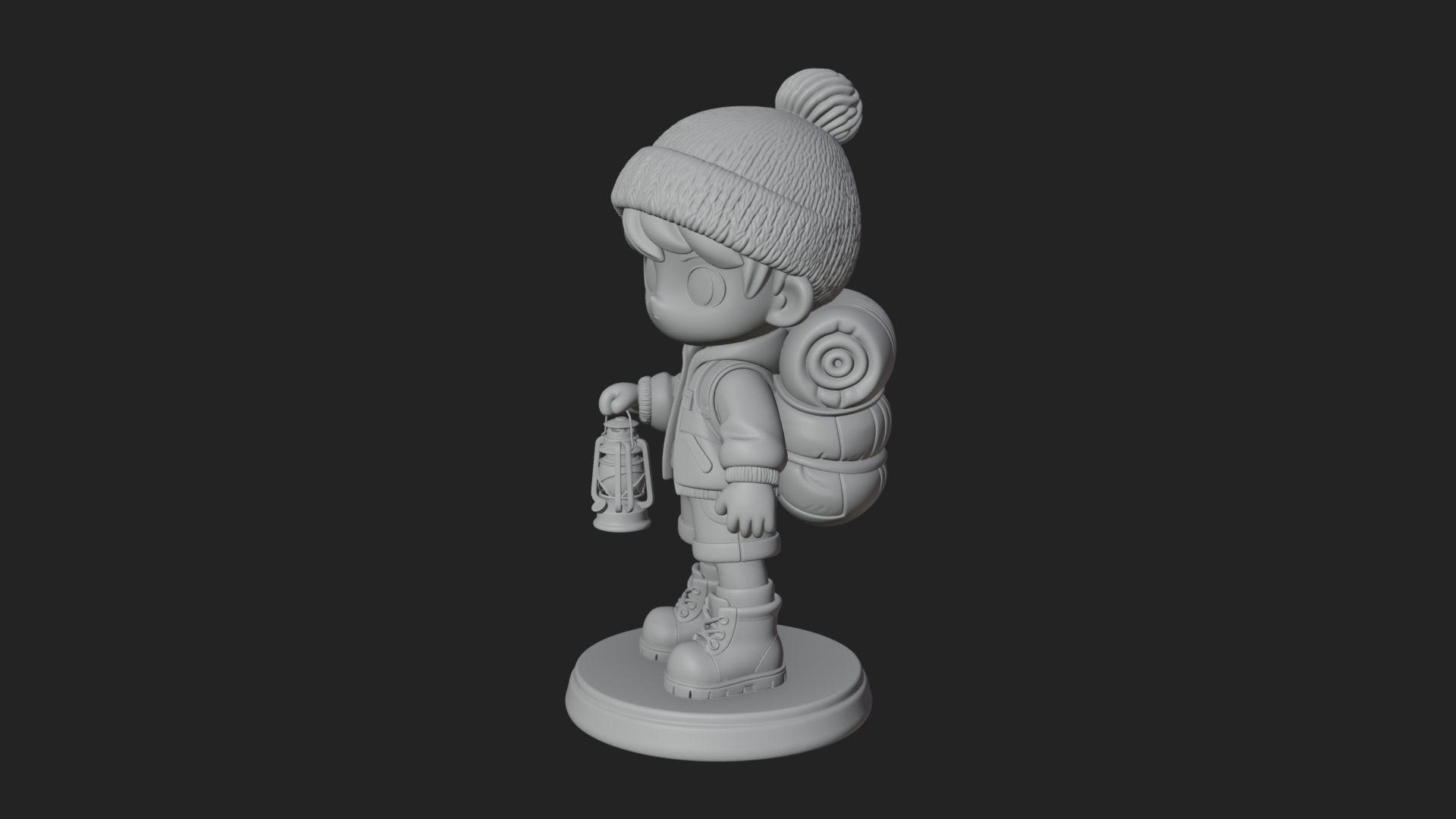 Chibi Lantern Hiker Statue Design 2 3D Print Model 3D Model