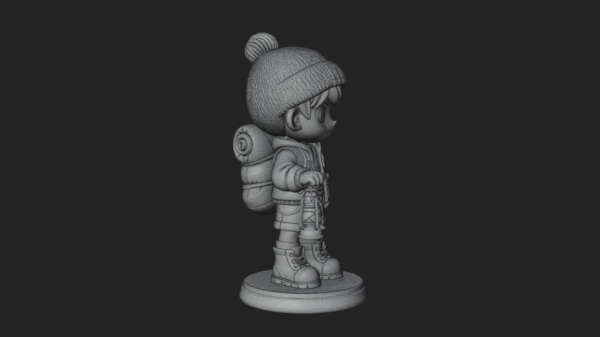Chibi Lantern Hiker Statue Design 2 3D Print Model 3D Model
