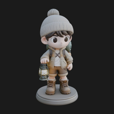 Chibi Lantern Hiker Statue Design 2 3D Print Model