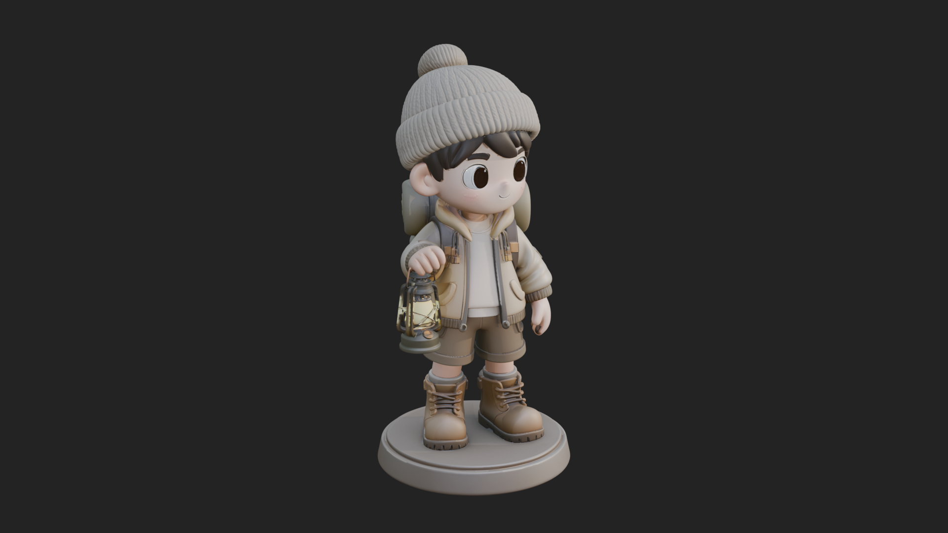 Chibi Lantern Hiker Statue Design 3 3D Print Model 3D Model