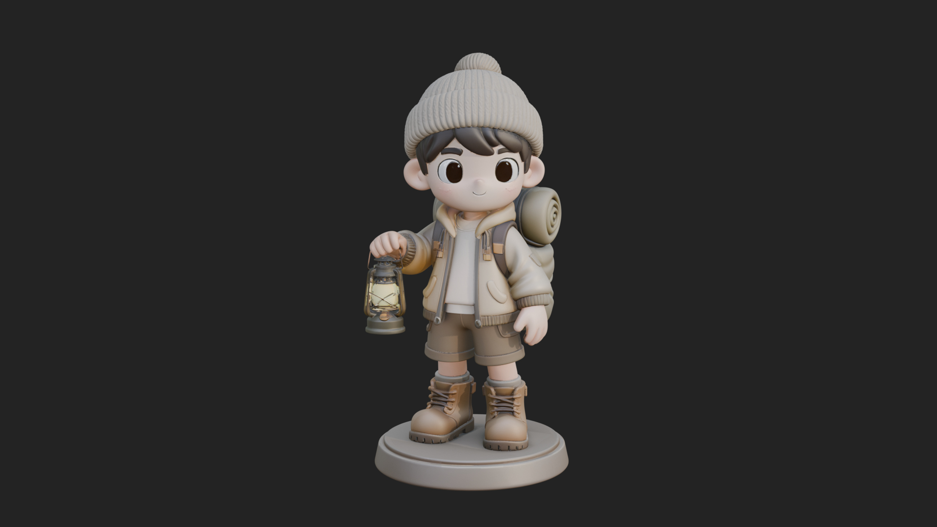 Chibi Lantern Hiker Statue Design 3 3D Print Model 3D Model