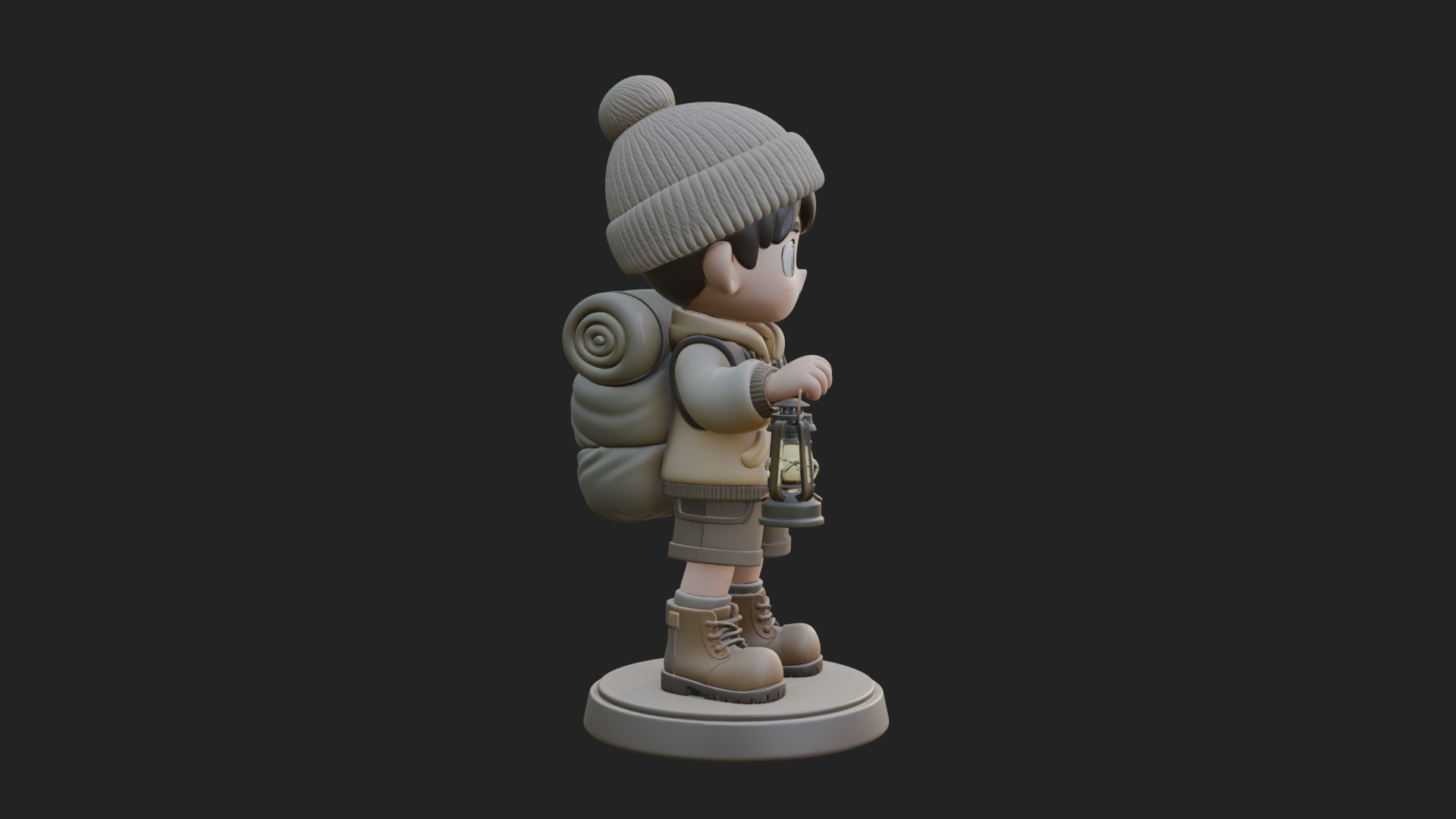 Chibi Lantern Hiker Statue Design 3 3D Print Model 3D Model