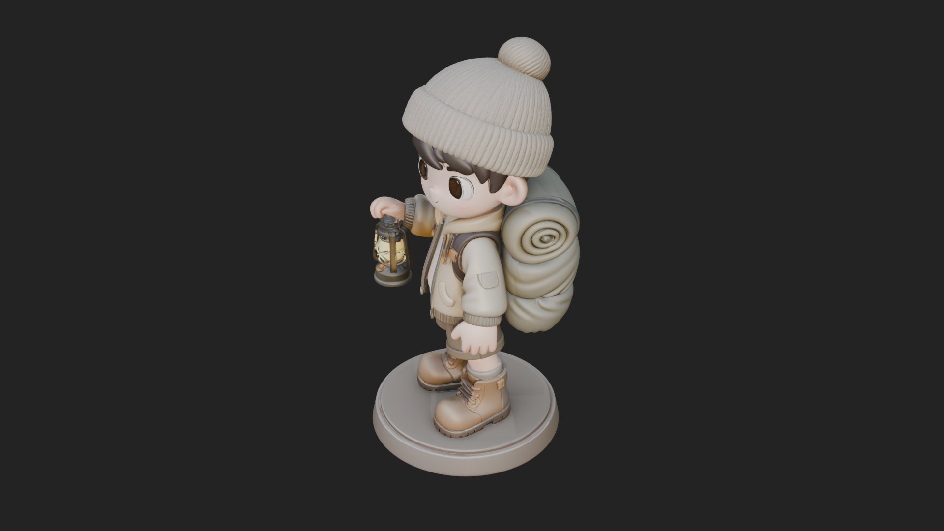 Chibi Lantern Hiker Statue Design 3 3D Print Model 3D Model