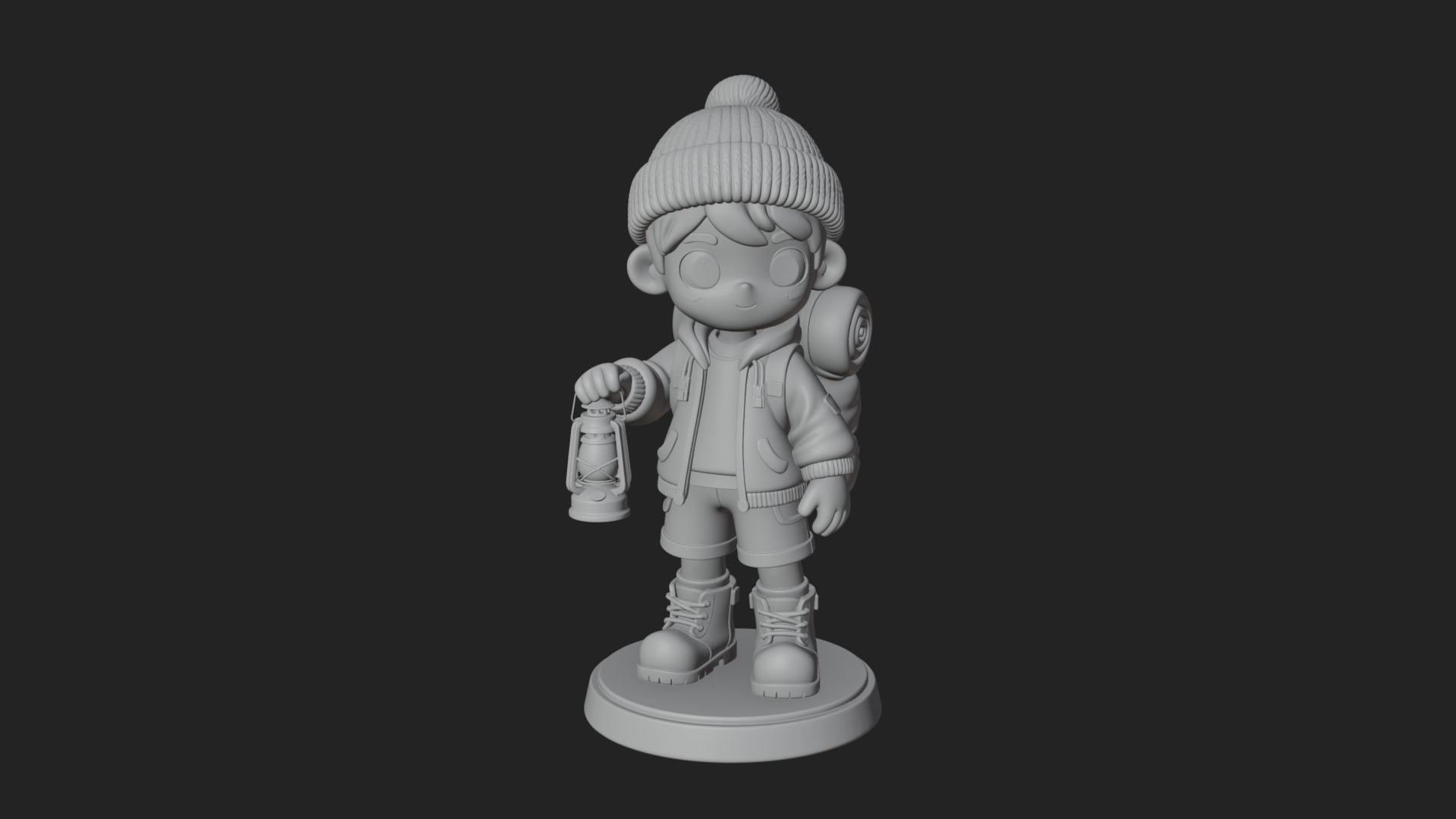 Chibi Lantern Hiker Statue Design 3 3D Print Model 3D Model