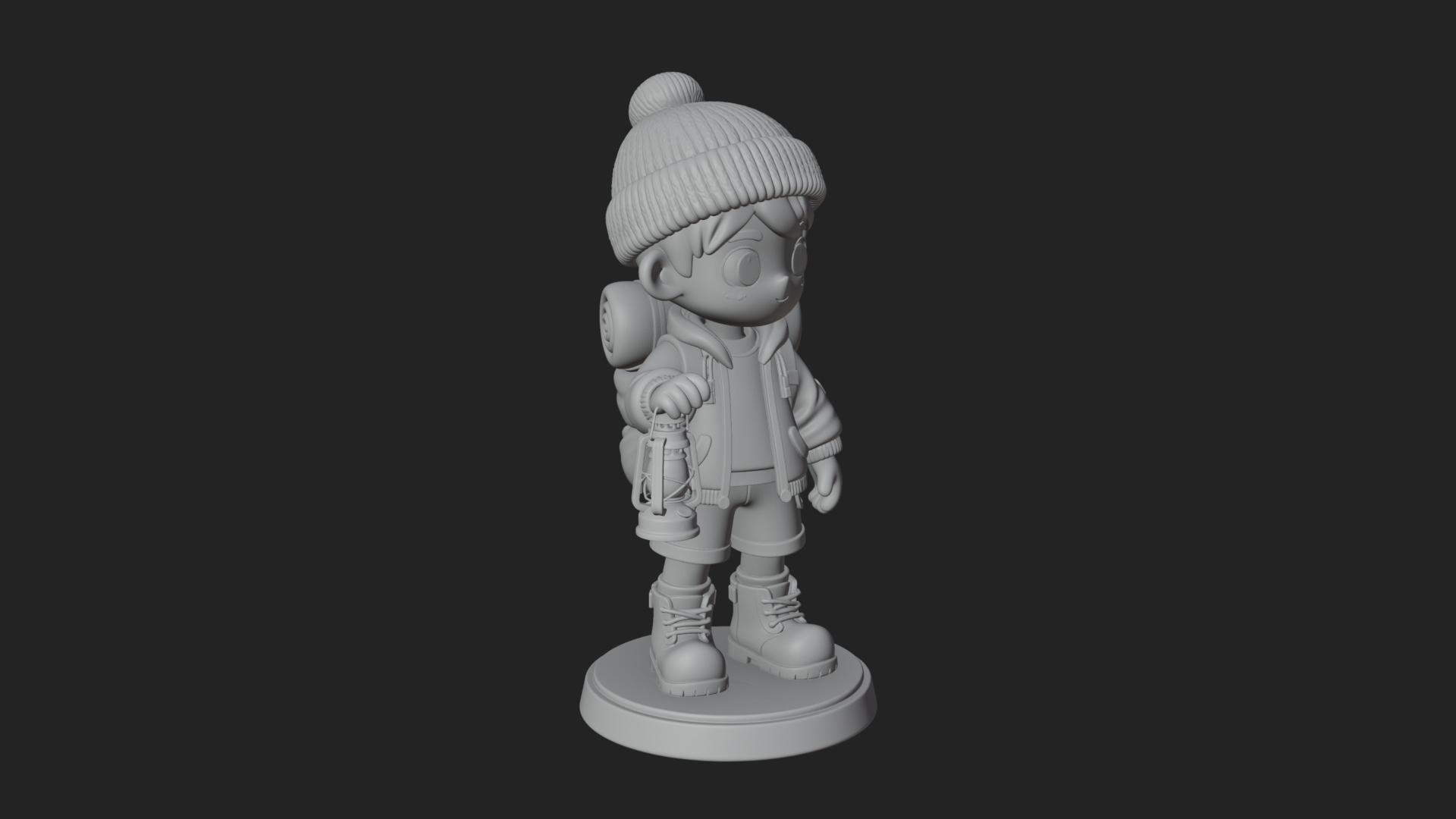 Chibi Lantern Hiker Statue Design 3 3D Print Model 3D Model