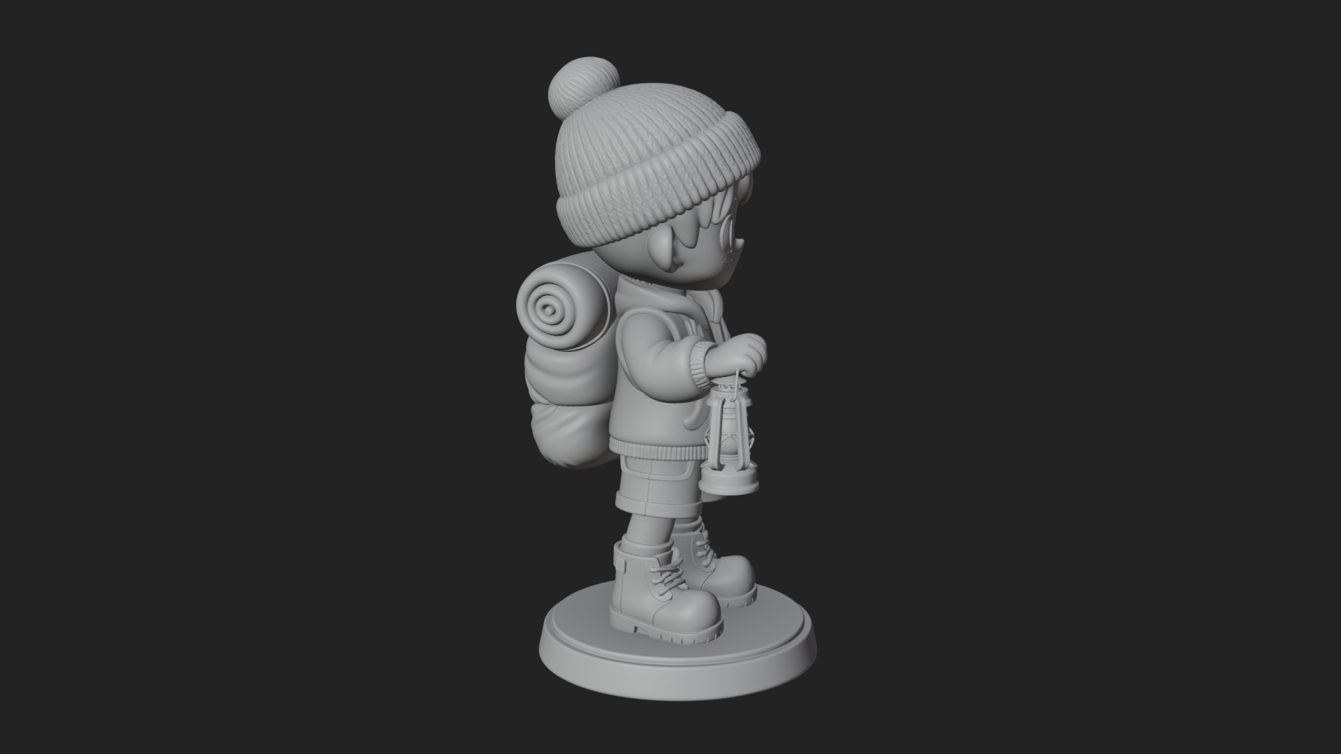 Chibi Lantern Hiker Statue Design 3 3D Print Model 3D Model
