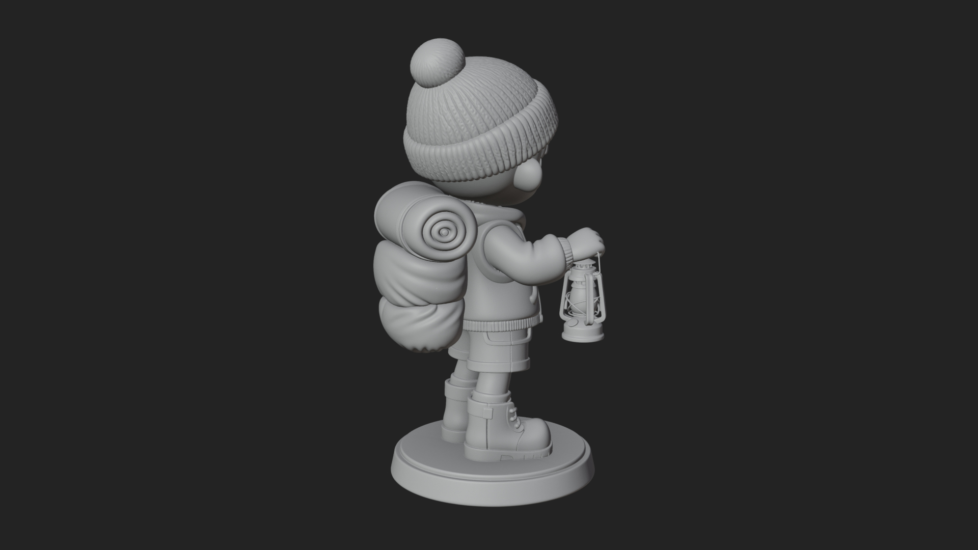 Chibi Lantern Hiker Statue Design 3 3D Print Model 3D Model