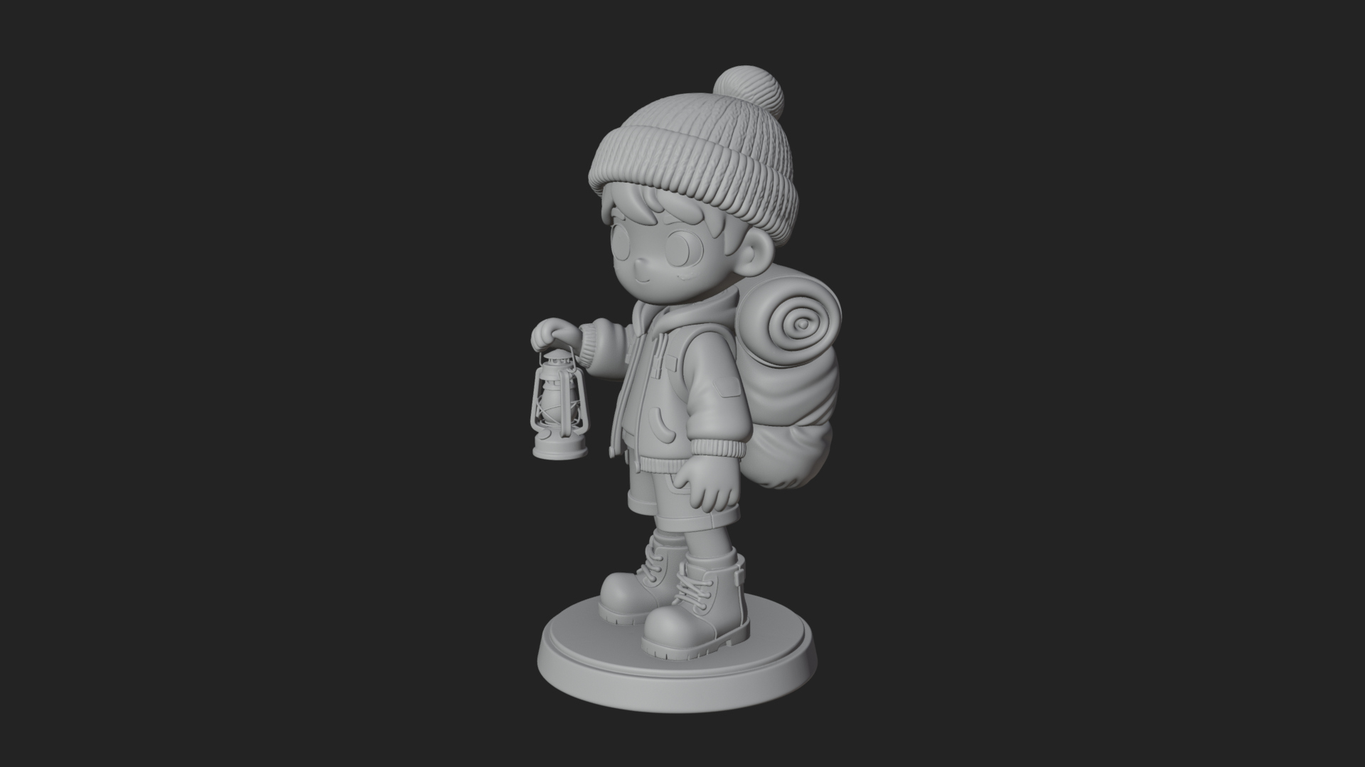 Chibi Lantern Hiker Statue Design 3 3D Print Model 3D Model