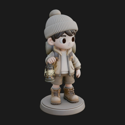 Chibi Lantern Hiker Statue Design 3 3D Print Model