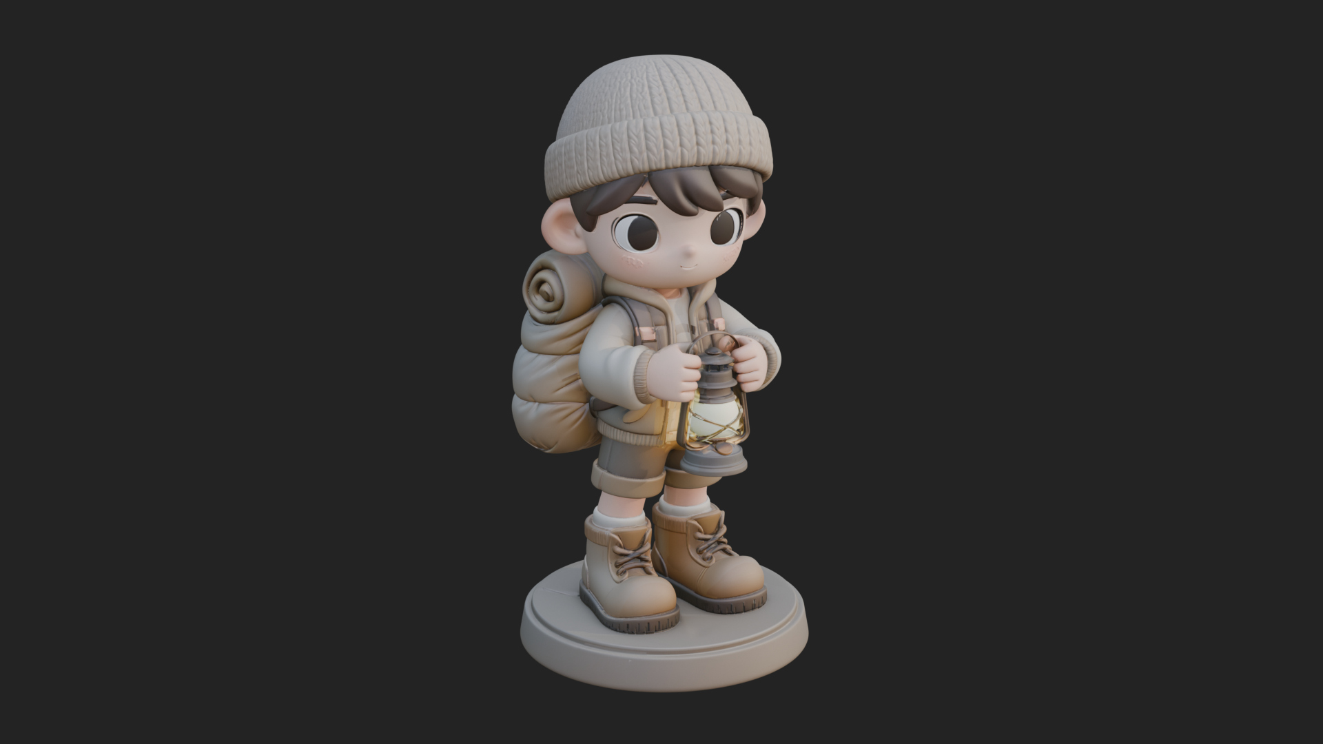 Chibi Lantern Hiker Statue Design 4 3D Print Model 3D Model