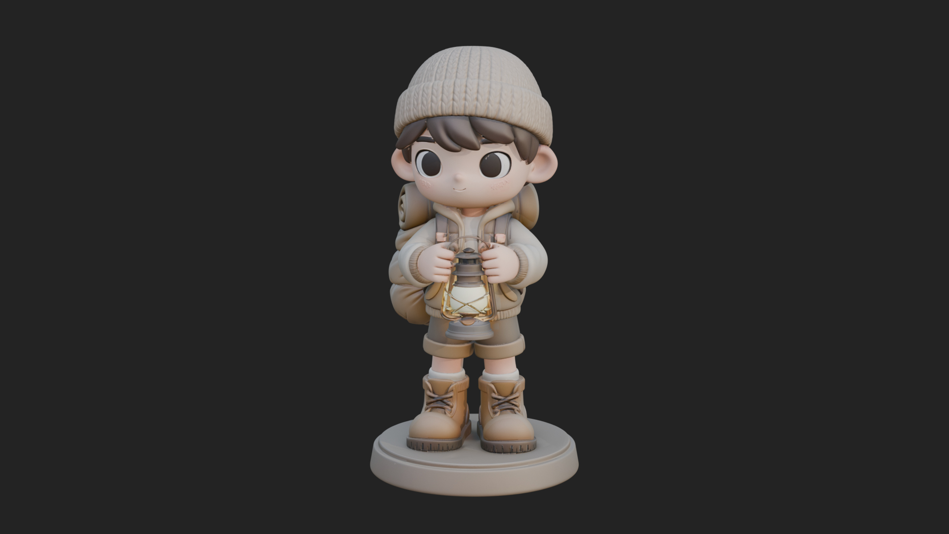 Chibi Lantern Hiker Statue Design 4 3D Print Model 3D Model