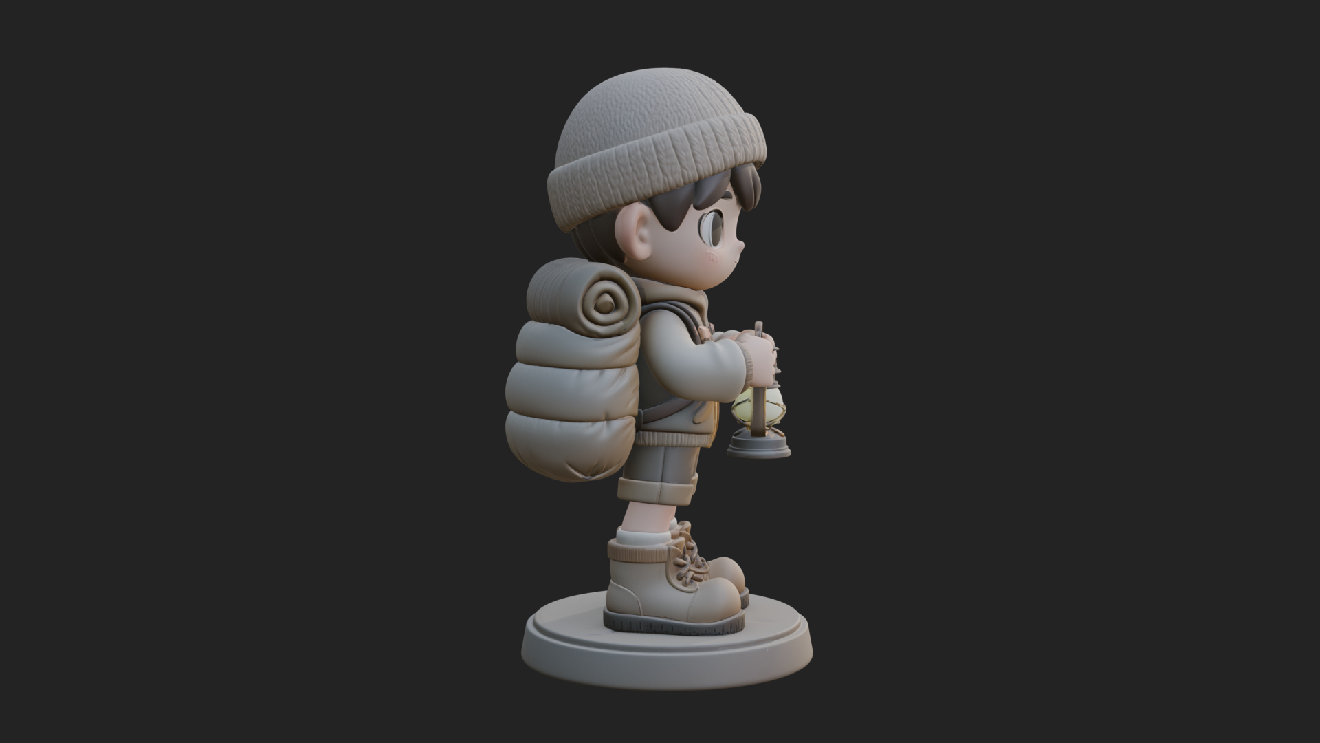 Chibi Lantern Hiker Statue Design 4 3D Print Model 3D Model