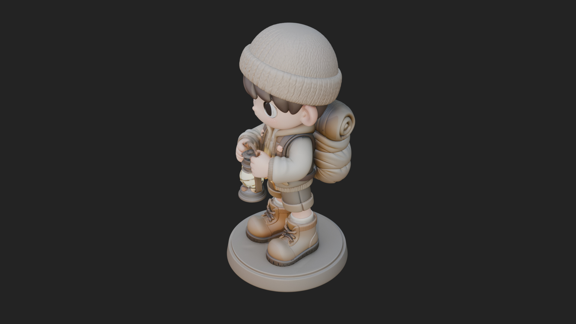 Chibi Lantern Hiker Statue Design 4 3D Print Model 3D Model