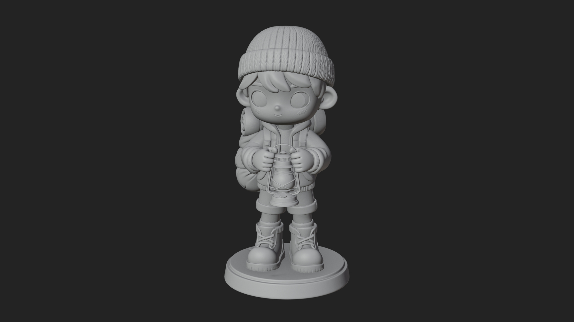 Chibi Lantern Hiker Statue Design 4 3D Print Model 3D Model