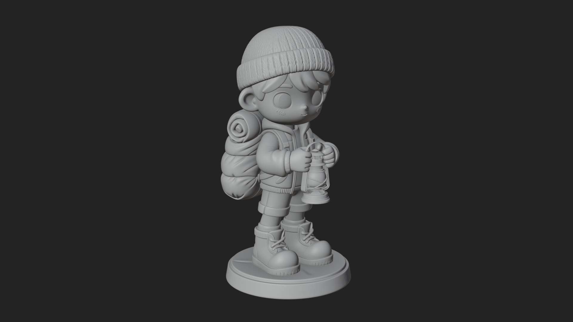 Chibi Lantern Hiker Statue Design 4 3D Print Model 3D Model