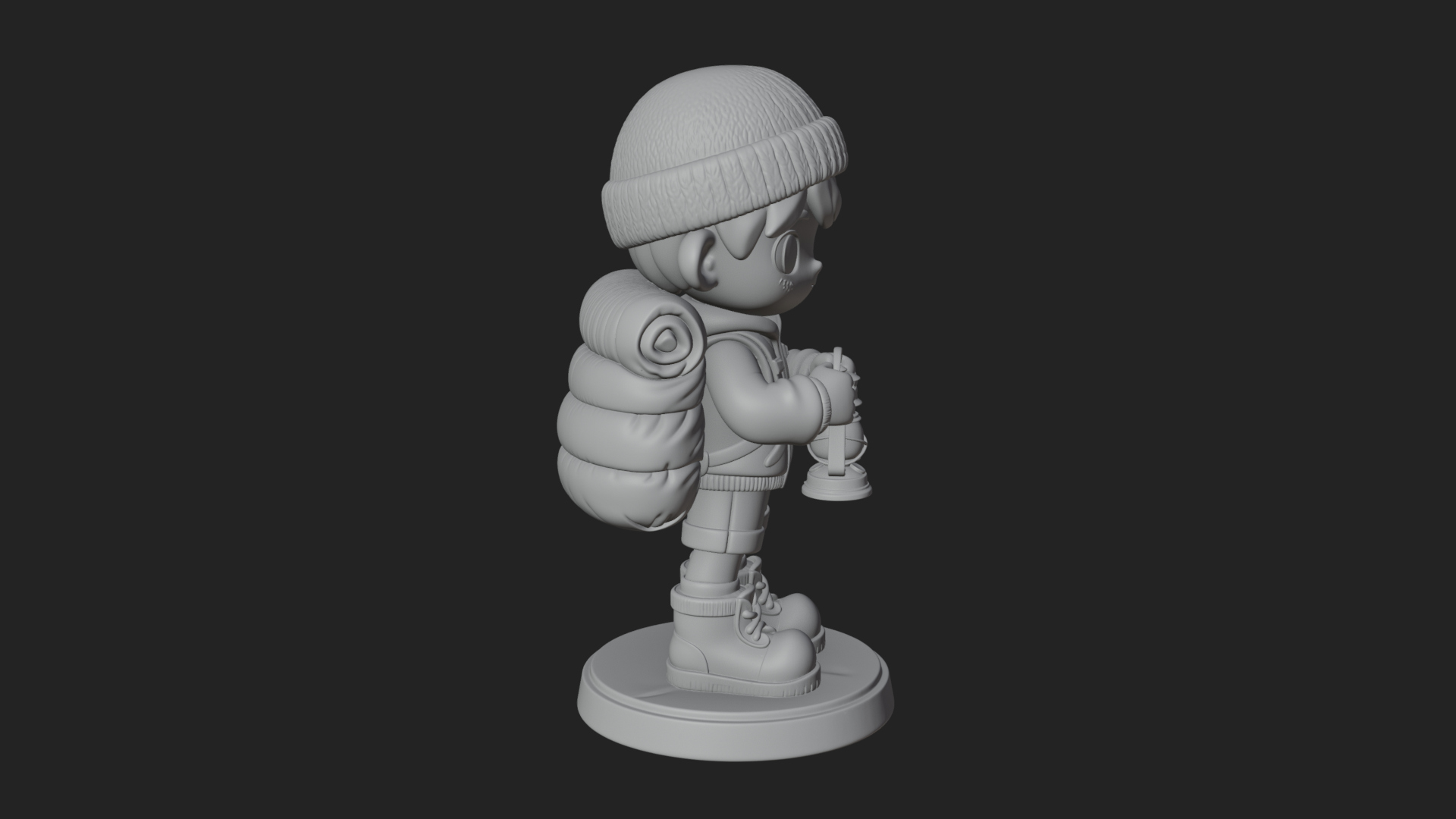 Chibi Lantern Hiker Statue Design 4 3D Print Model 3D Model
