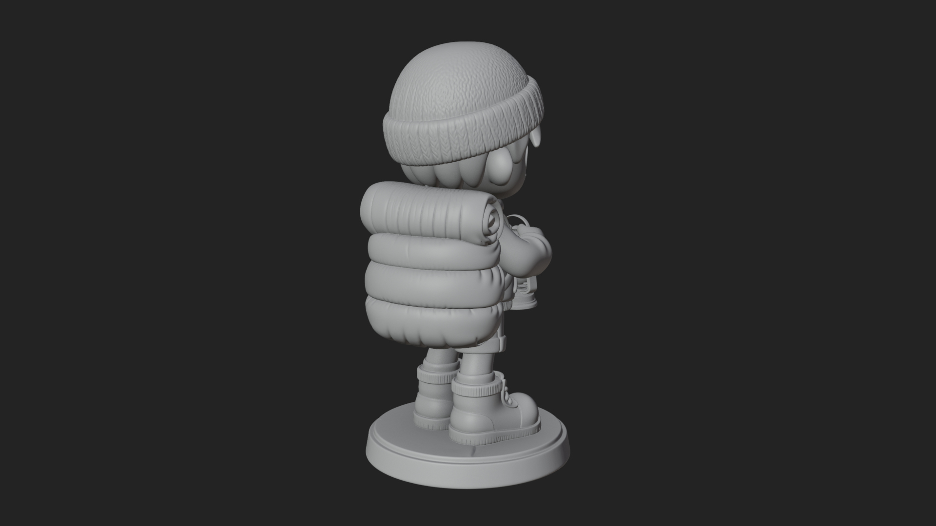 Chibi Lantern Hiker Statue Design 4 3D Print Model 3D Model